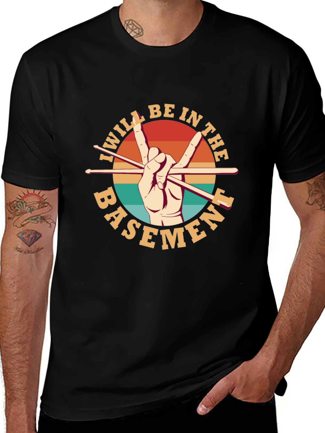 Variant 5 of I Will Be In The Basement Drummer T-Shirt