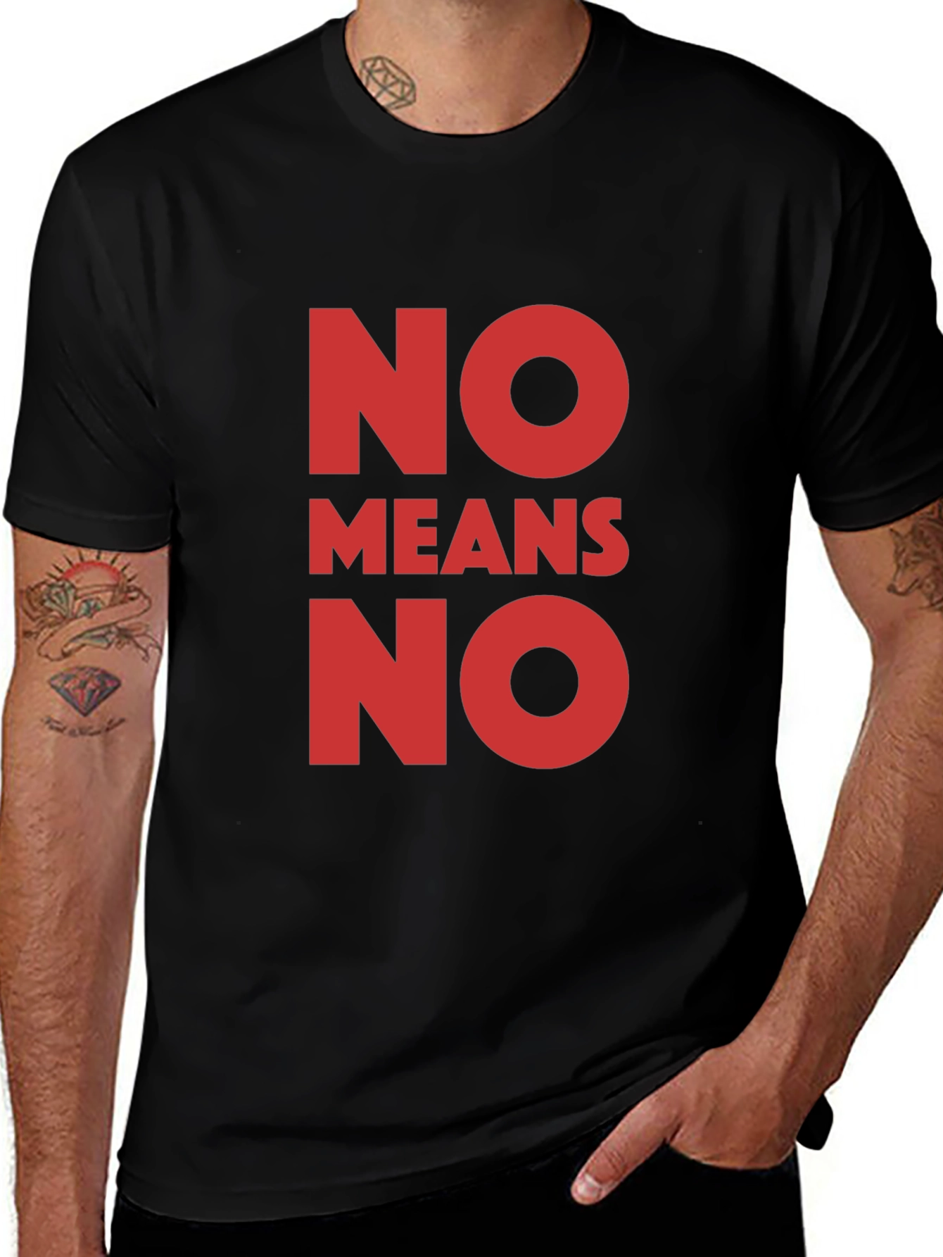 Variant 18 of No Means No Graphic Tee - Black Cotton T-Shirt