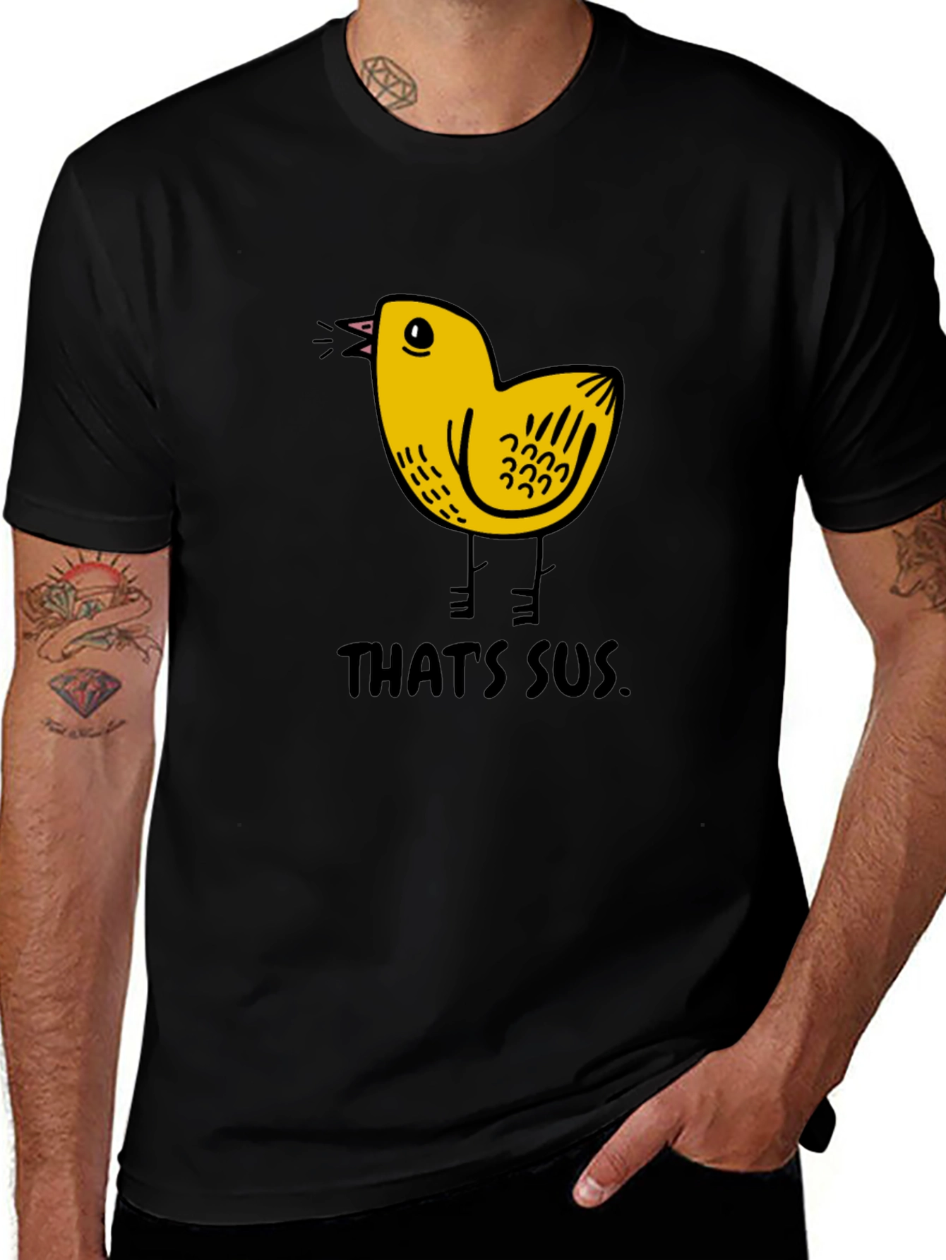 Variant 2 of That's Sus! Yellow Chick Graphic Tee