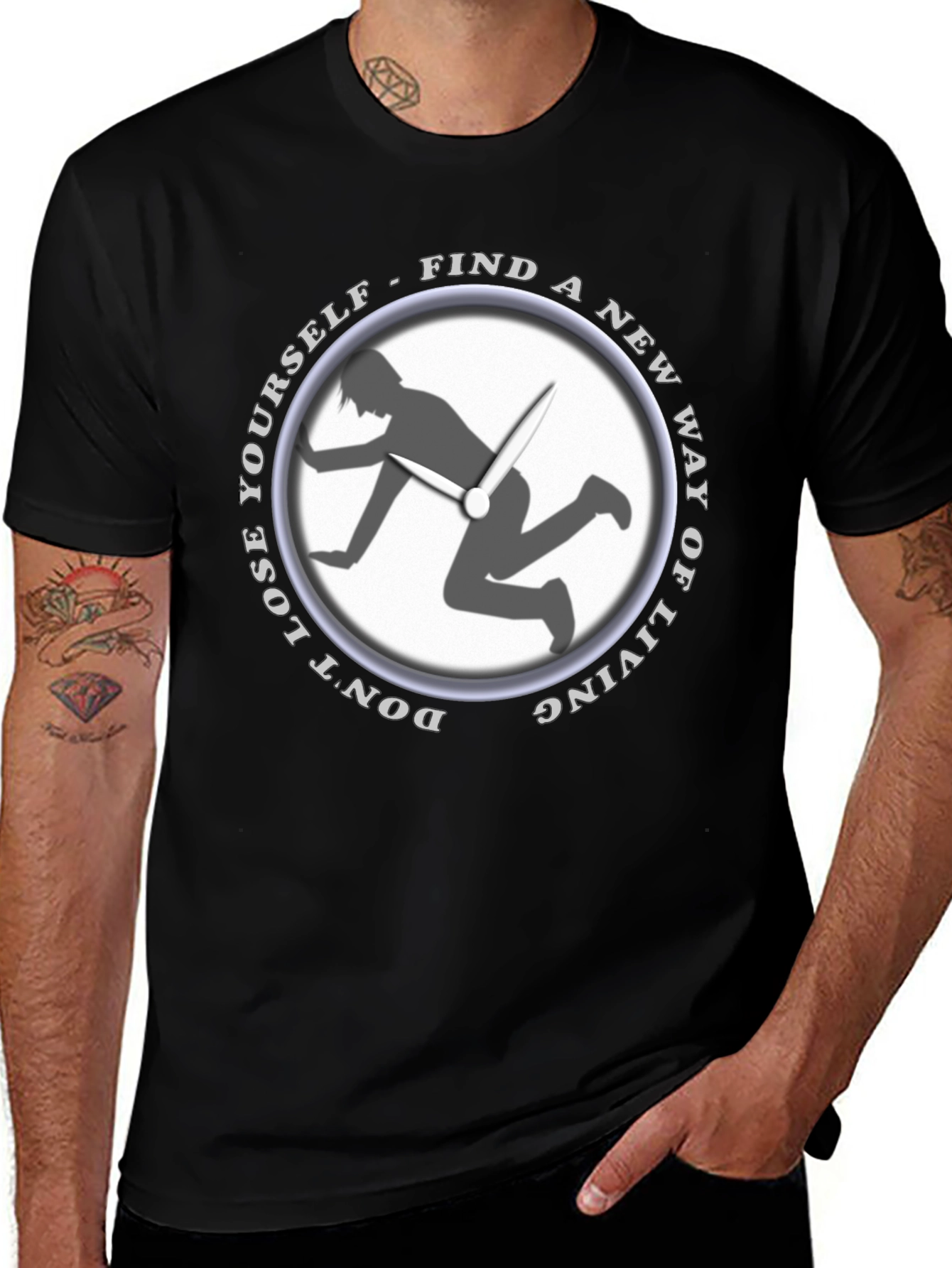 Variant 19 of Men's Black Graphic Tee - Find a New Way of Living