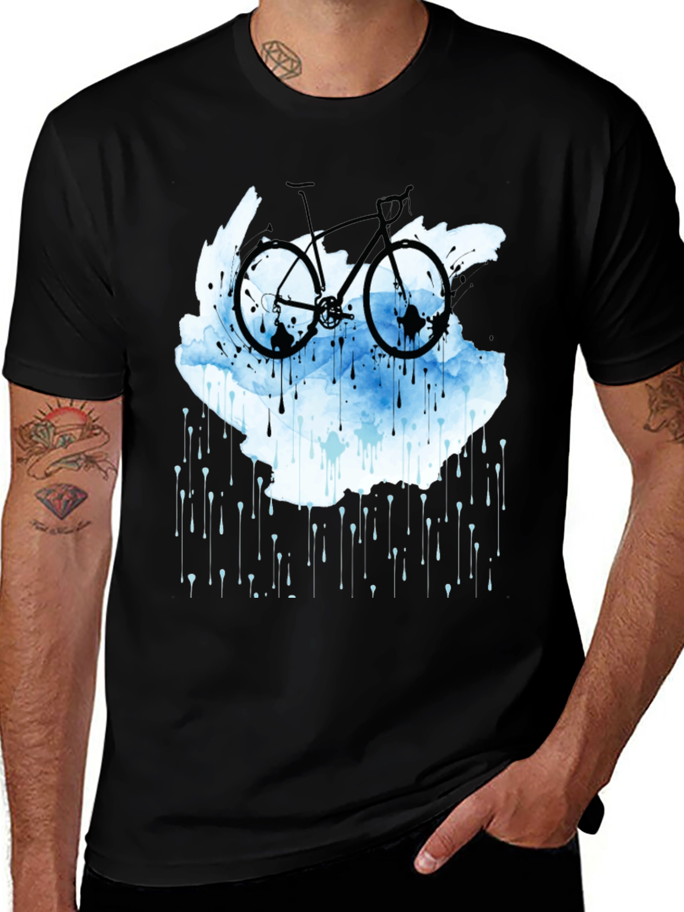 Variant 10 of Bike in the Rain Black T-Shirt