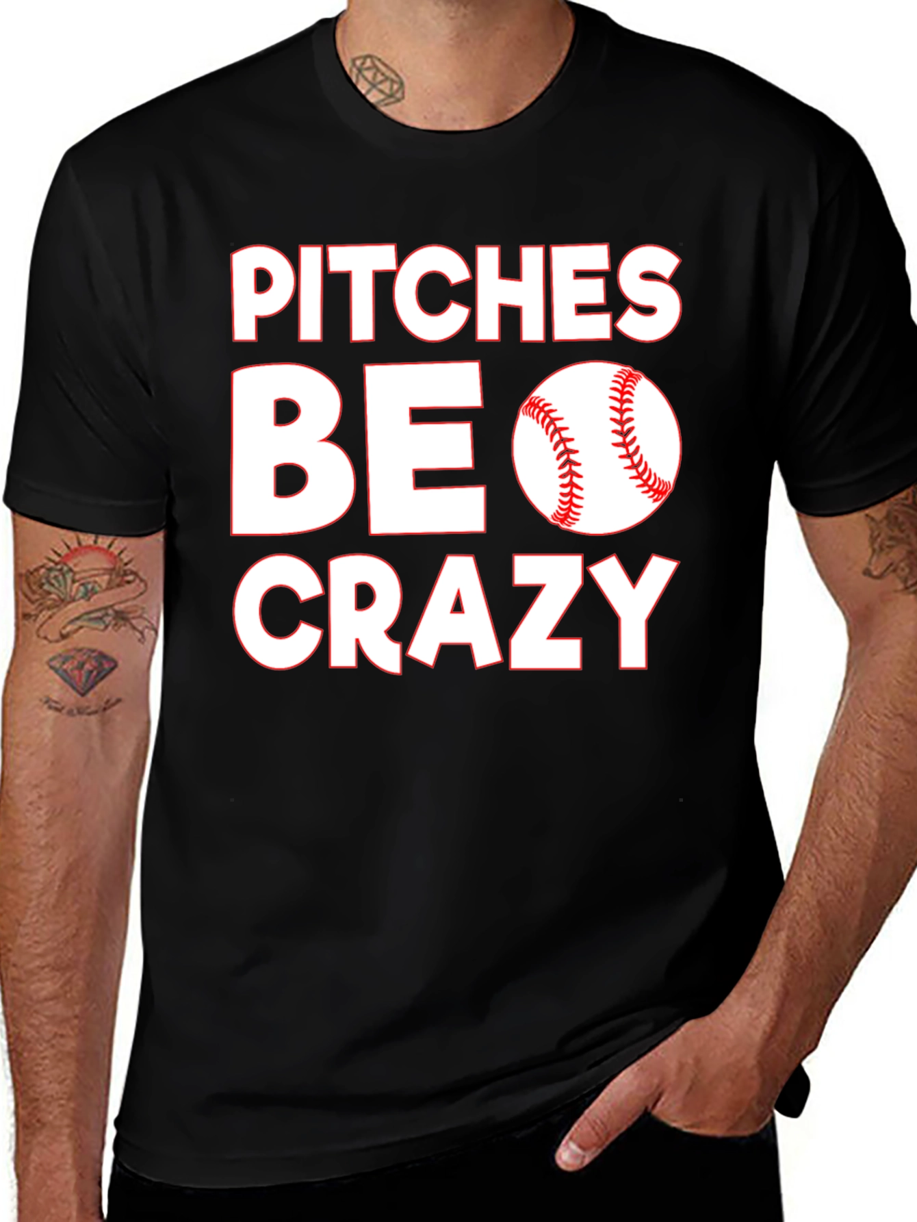 Variant 8 of Pitches Be Crazy Baseball Graphic Tee