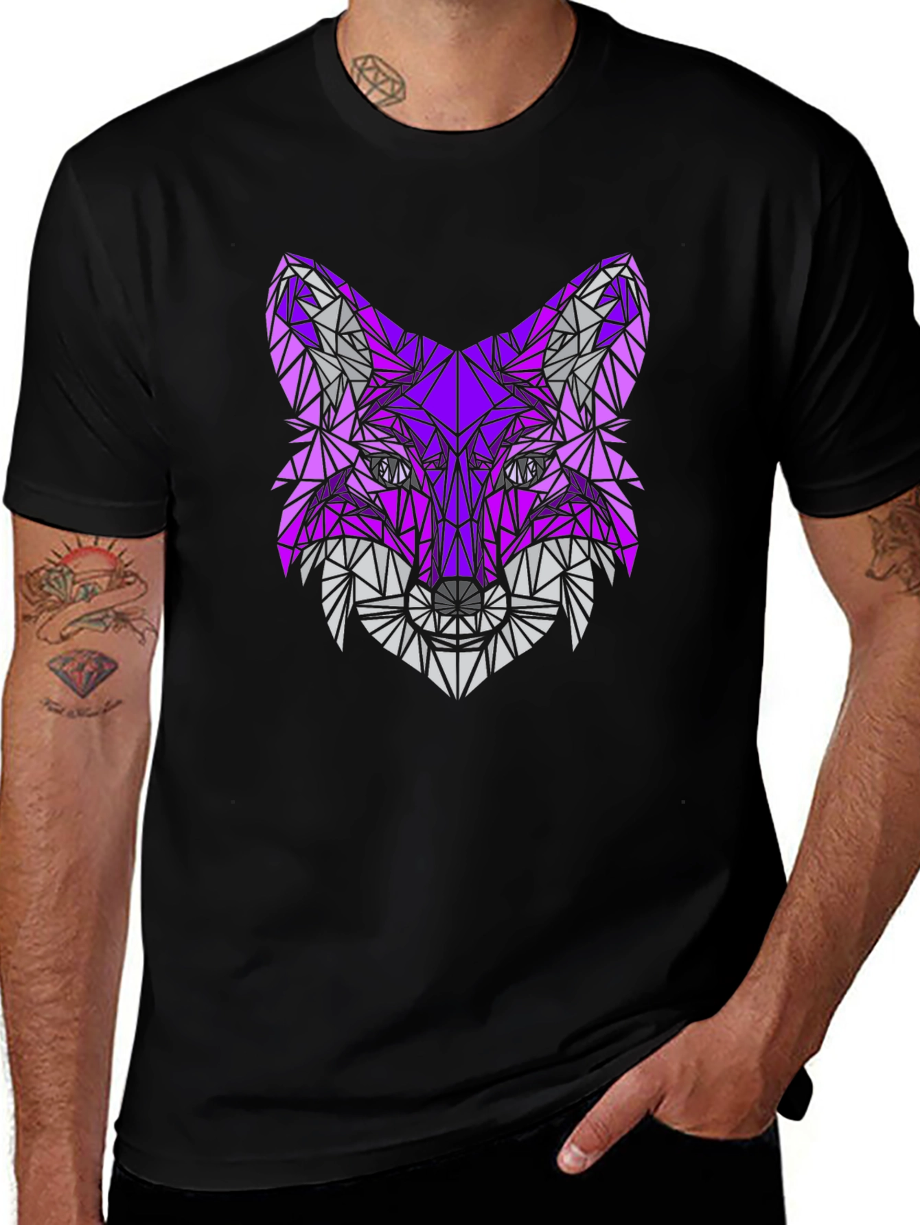 Variant 17 of Geometric Fox Head T-Shirt - Abstract Design