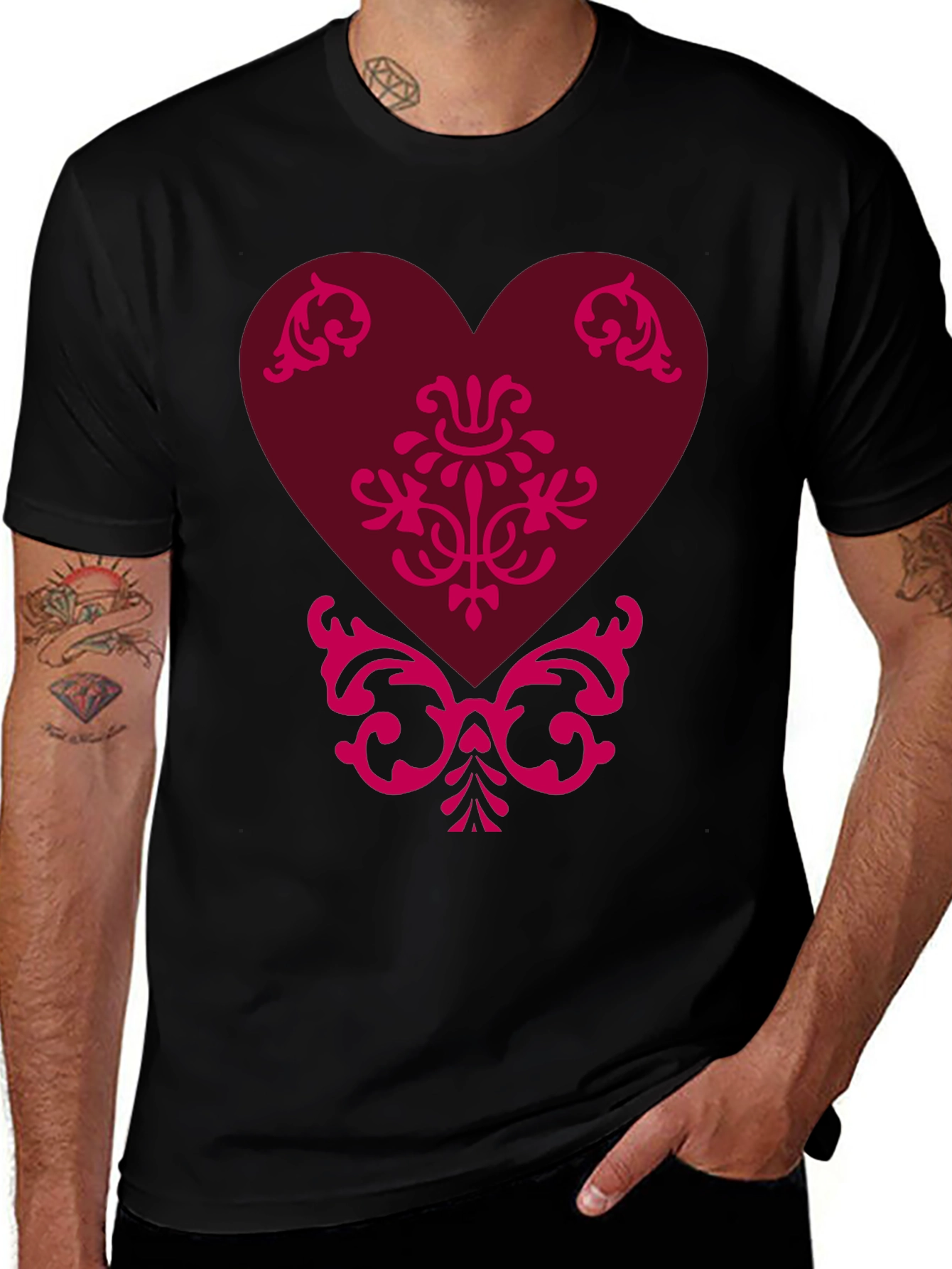 Variant 25 of Elegant Heart Graphic Tee - Black