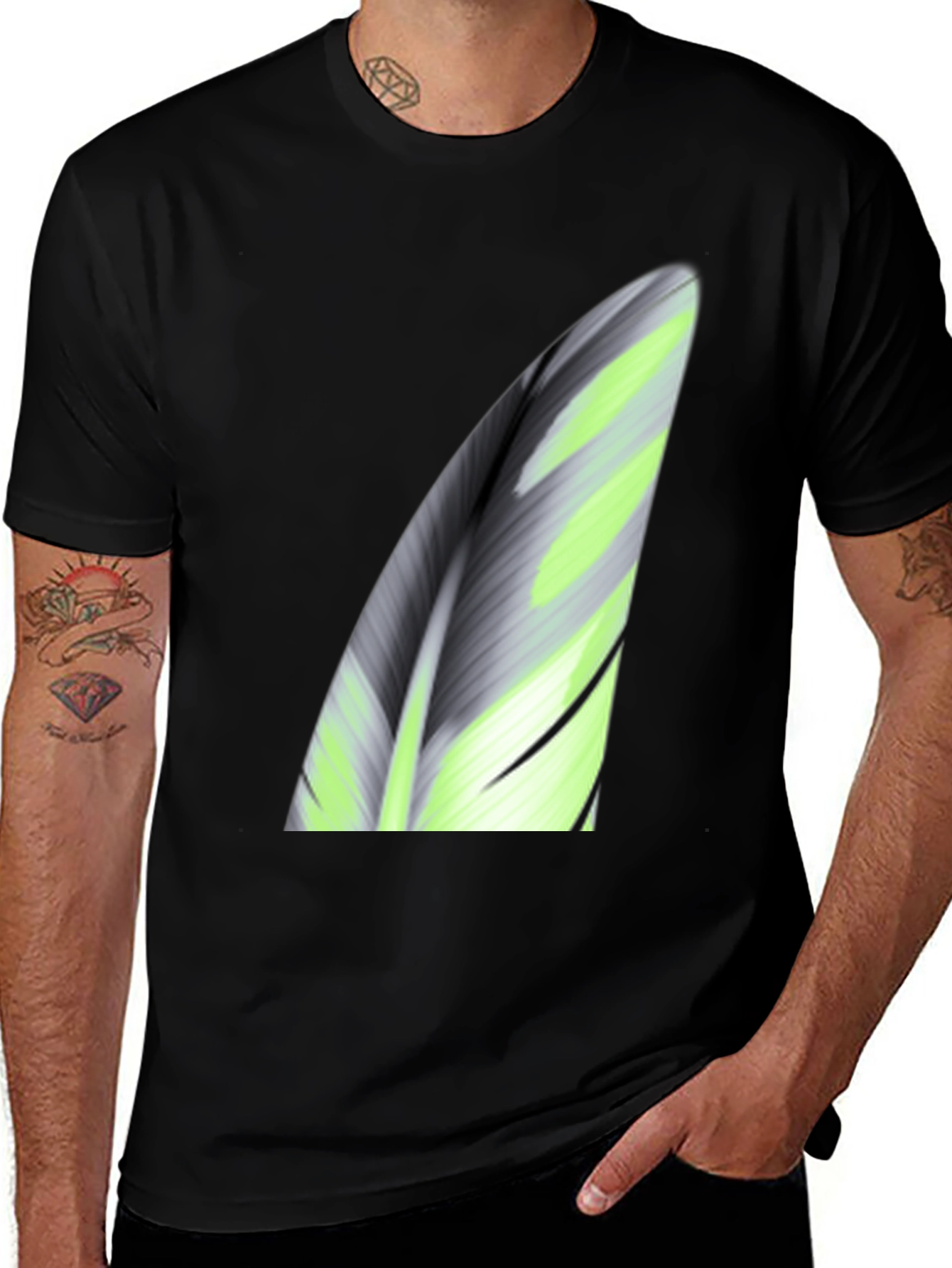 Variant 30 of Abstract Leaf Print Black T-Shirt