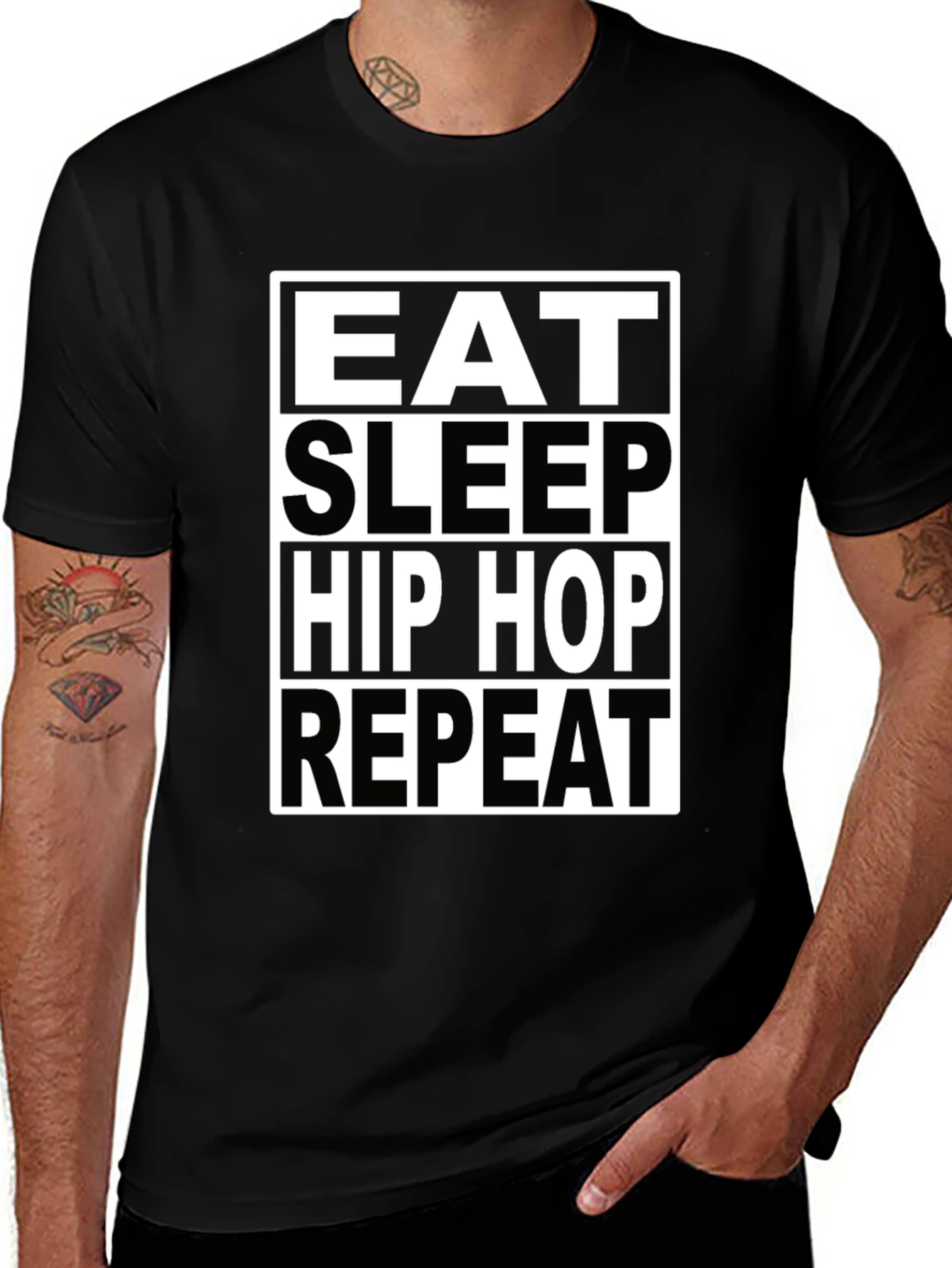 Variant 26 of Eat Sleep Hip Hop Repeat Black T-Shirt
