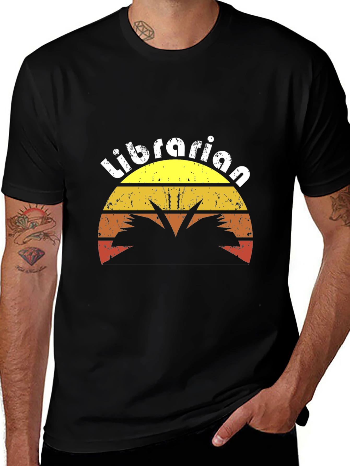 Variant 24 of Retro Librarian Sunset Graphic T-Shirt