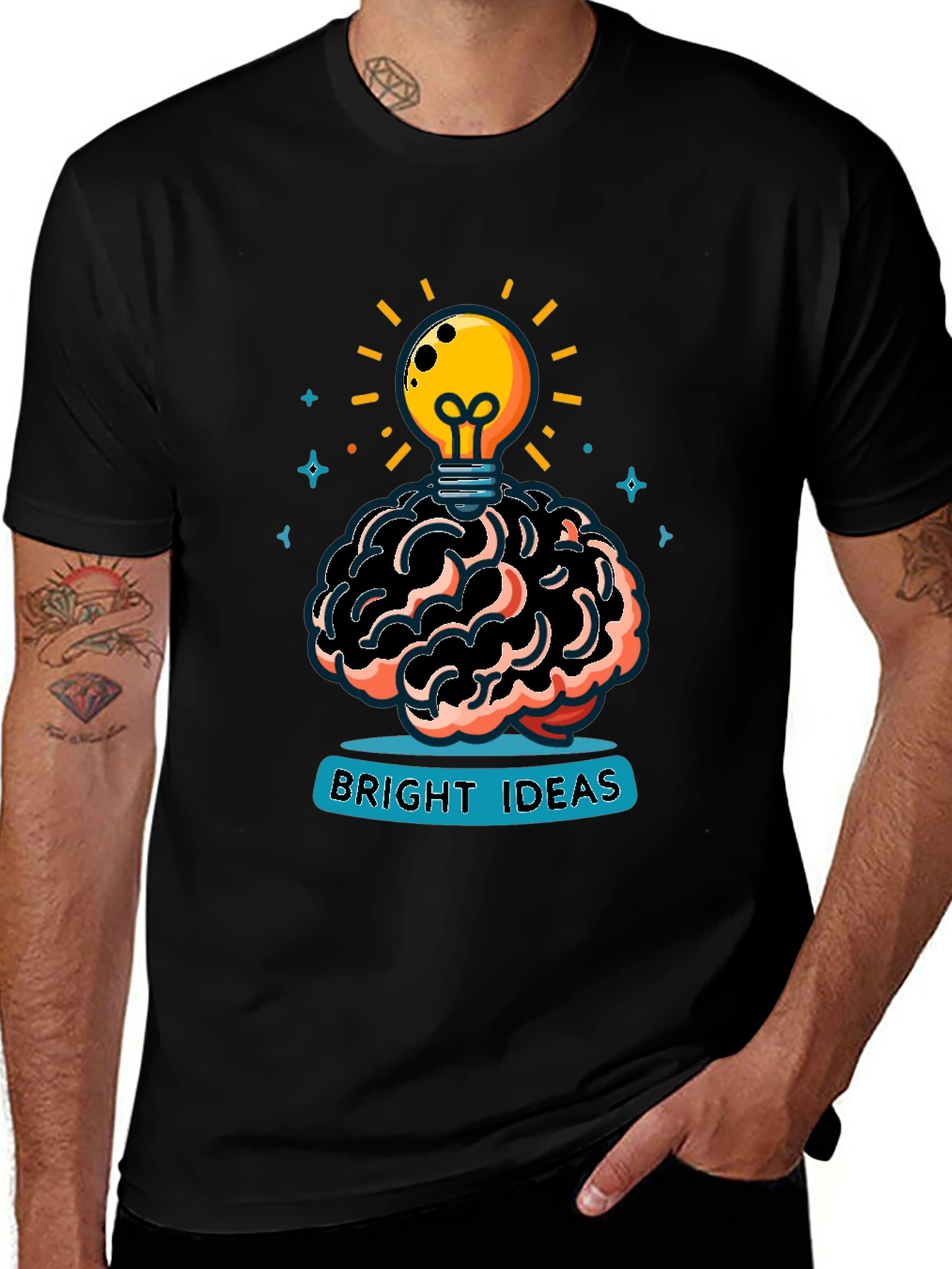 Variant 14 of Bright Ideas Graphic Tee - Brain & Lightbulb Design
