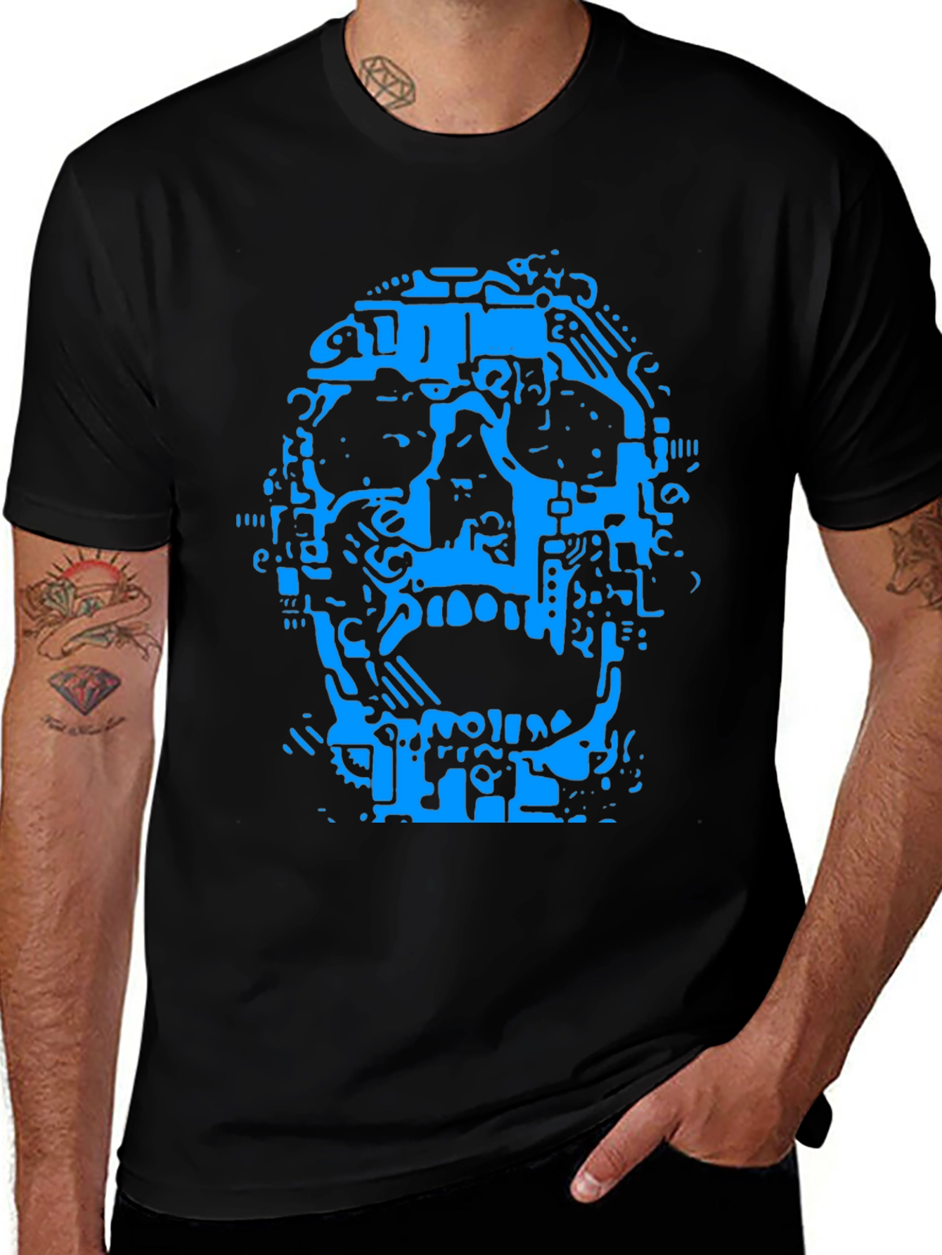 Variant 18 of Abstract Skull Graphic T-Shirt - Black