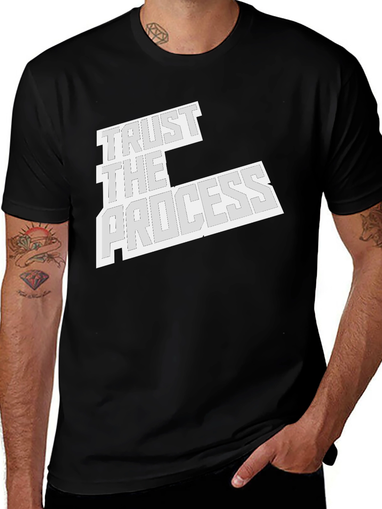 Variant 20 of Trust the Process Black Graphic Tee