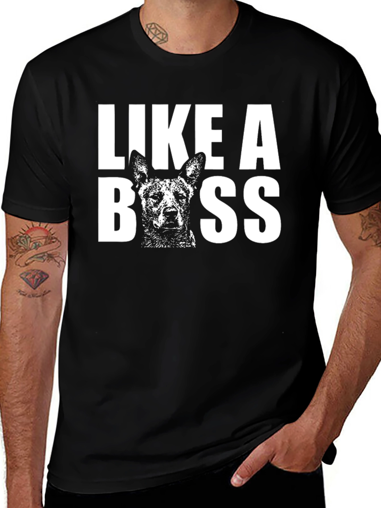 Variant 21 of Like A Boss Dog Graphic T-Shirt - Black