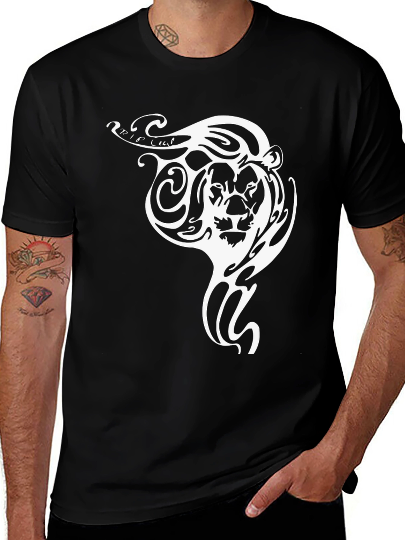 Variant 25 of Lion Tribal Tattoo Graphic T-Shirt - Black