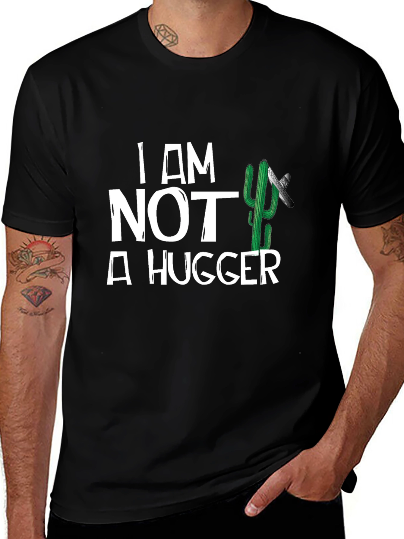 I am Not a Hugger T-Shirt Cactus Graphic Tee