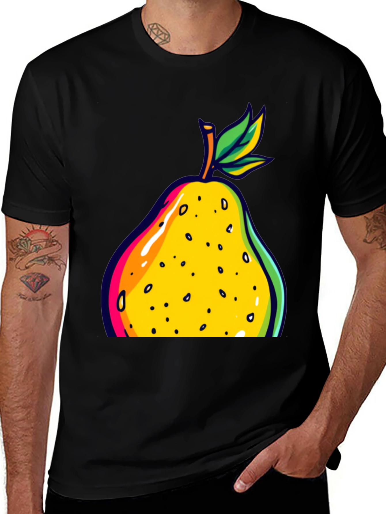 Black Pear Graphic Black T-Shirt main image