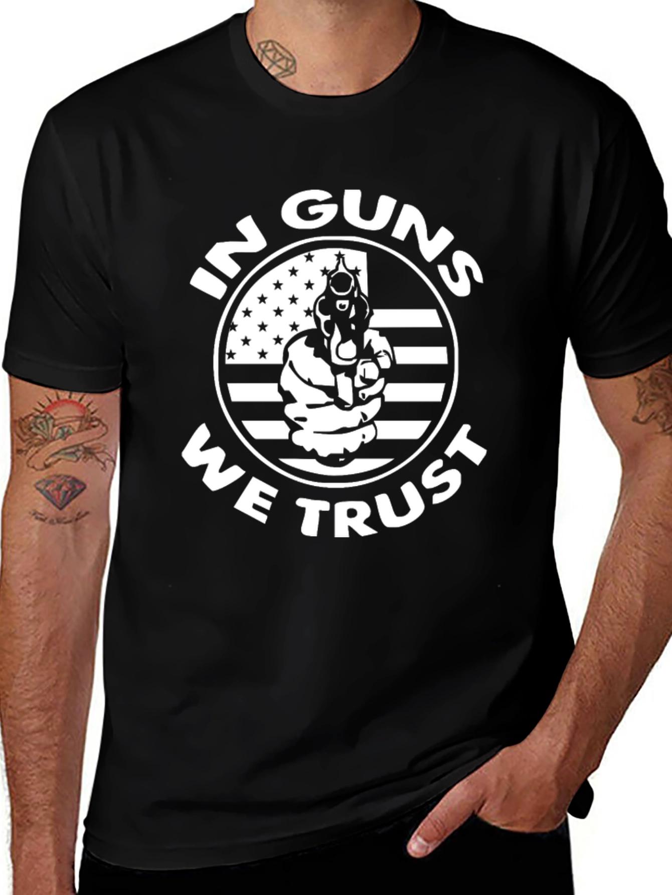 Variant 29 of In Guns We Trust Graphic Tee - Black