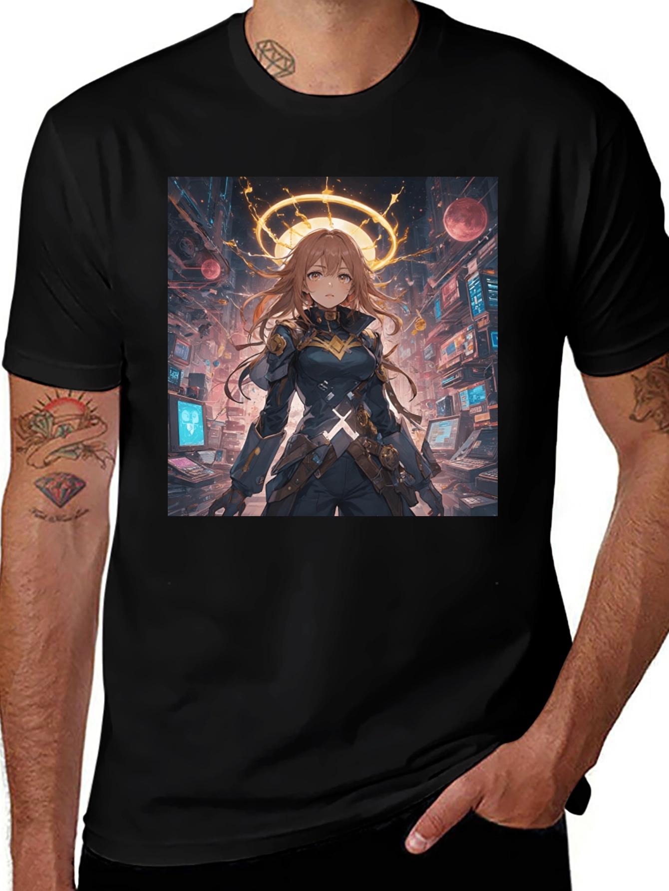Variant 15 of Anime Character Graphic Black T-Shirt