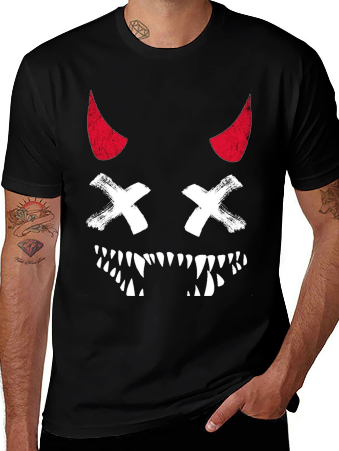 Variant 15 of Devil Face Graphic Tee - Spooky Season T-Shirt