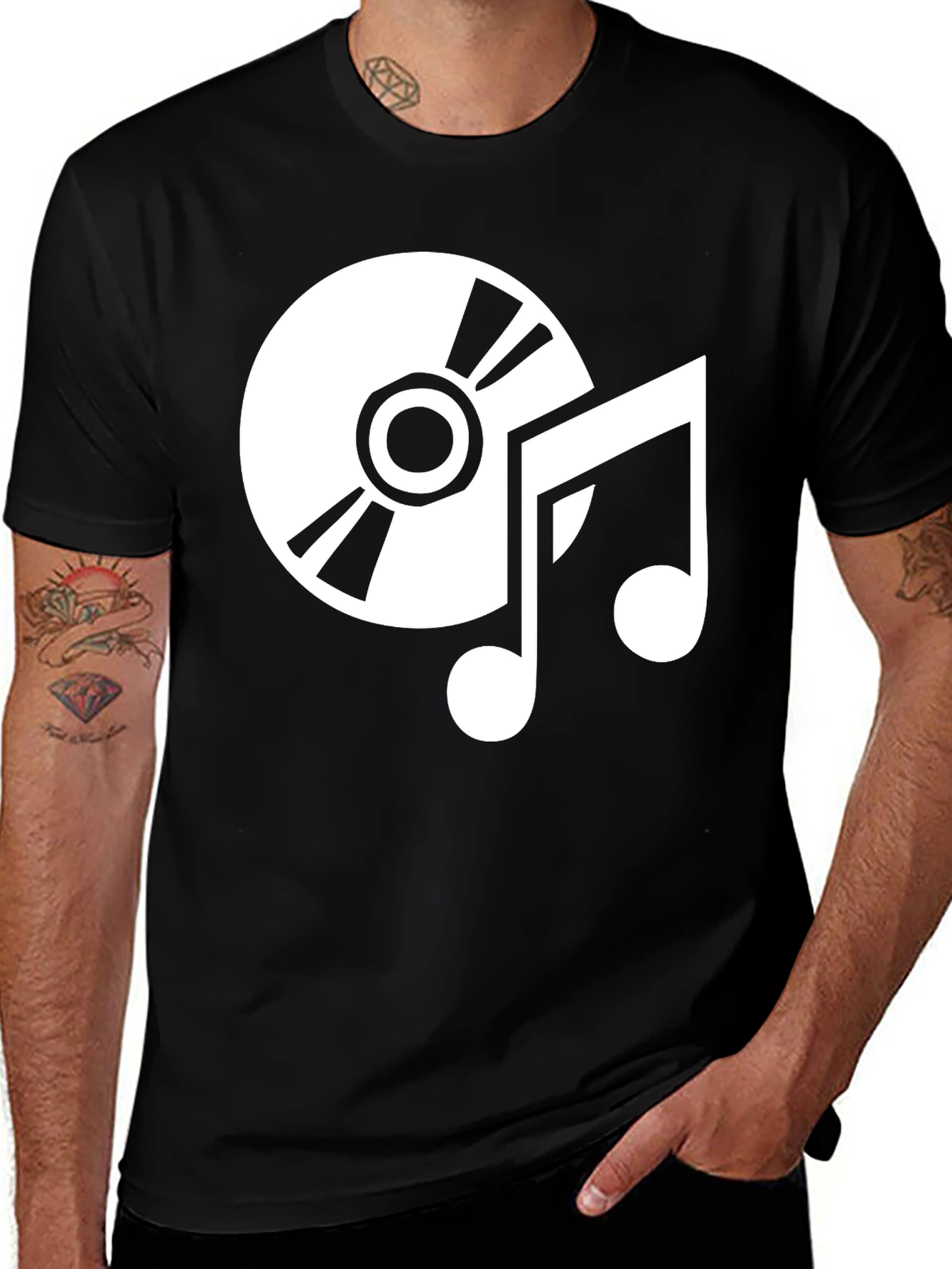 Variant 19 of Music Lover Black T-Shirt - CD and Notes Graphic