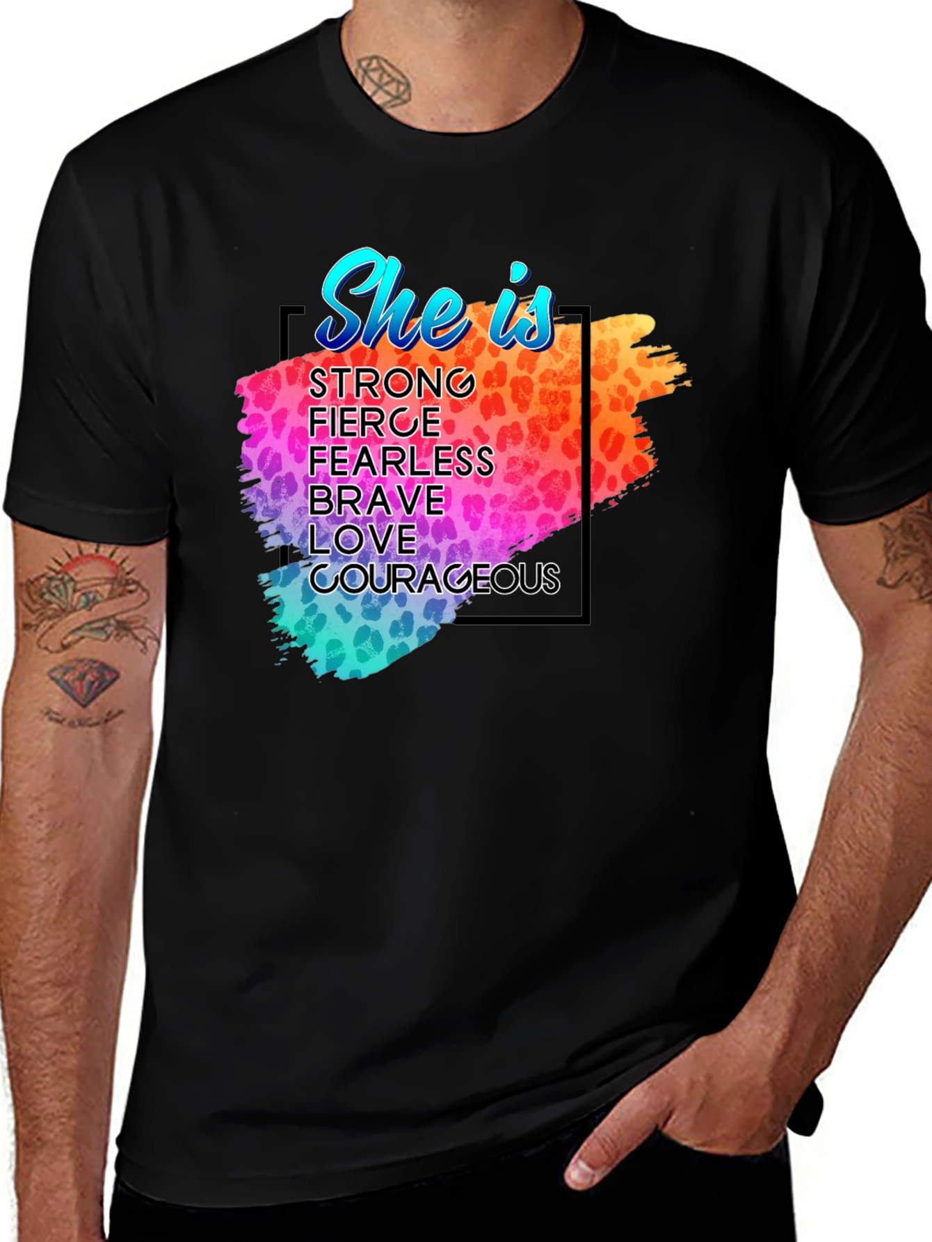 Variant 18 of She Is T-Shirt - Strong, Fierce, Brave, Courageous