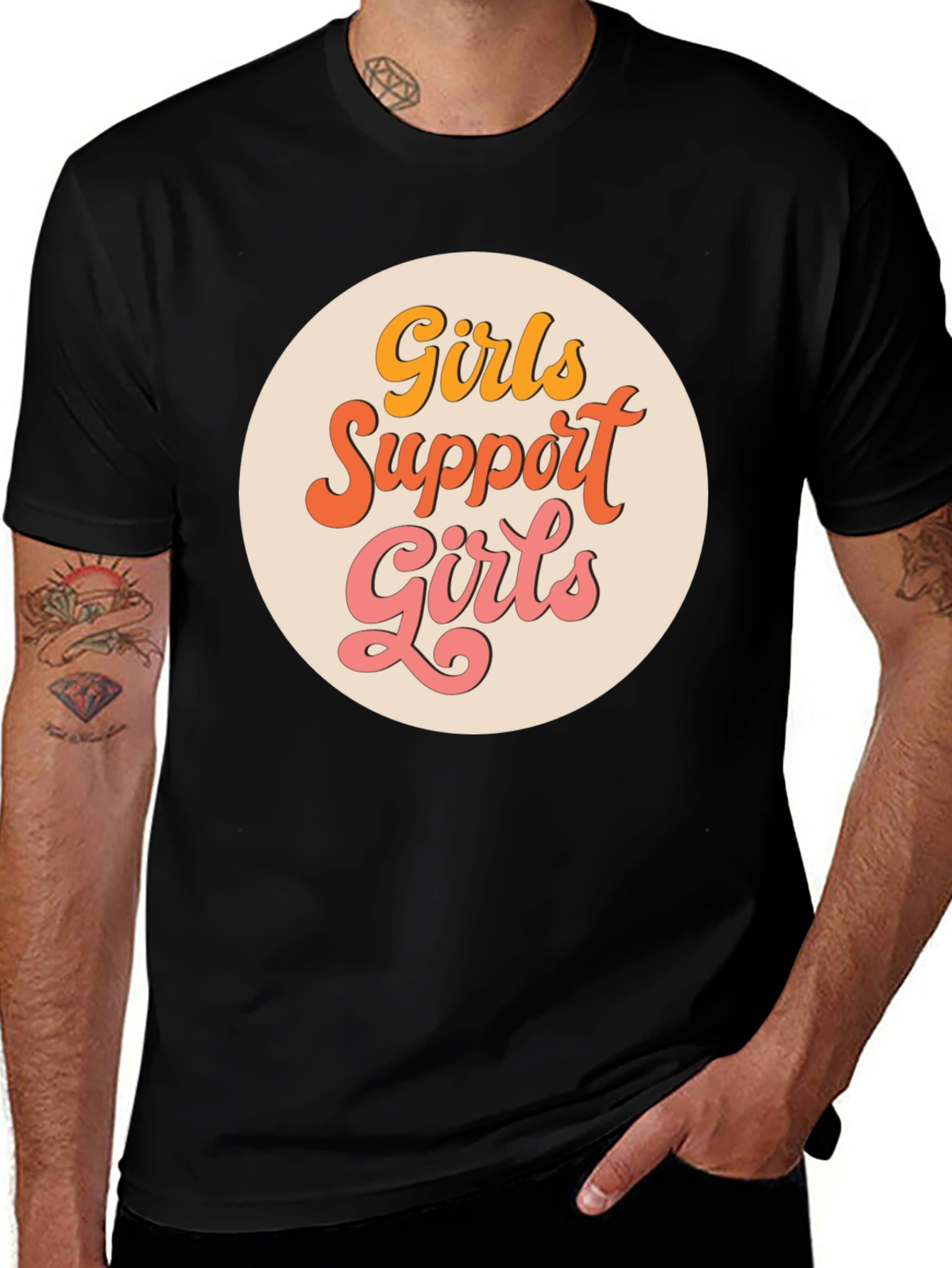 Variant 26 of Girls Support Girls Graphic Tee - Retro Style