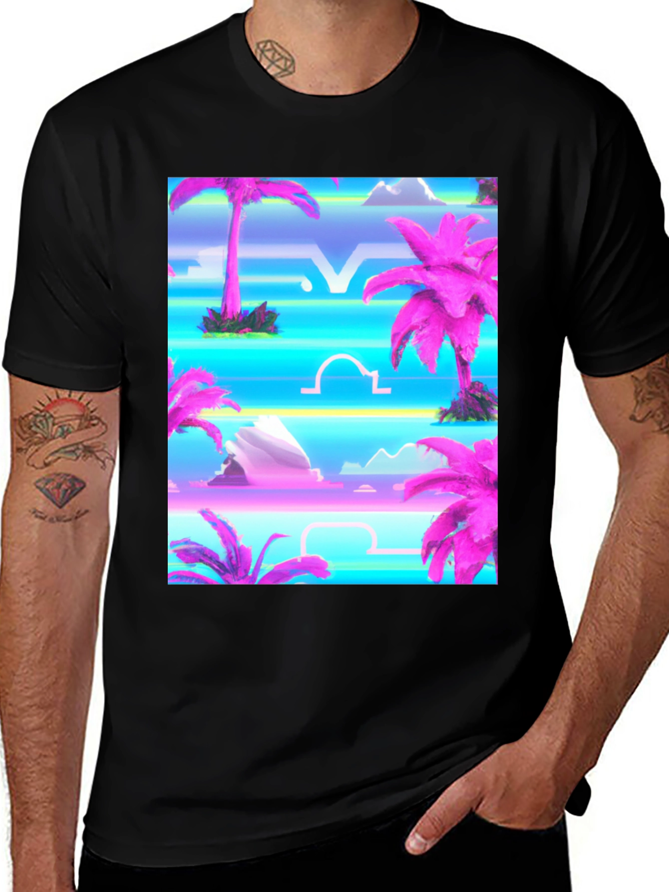 Variant 16 of Vaporwave Palm Tree Graphic T-Shirt