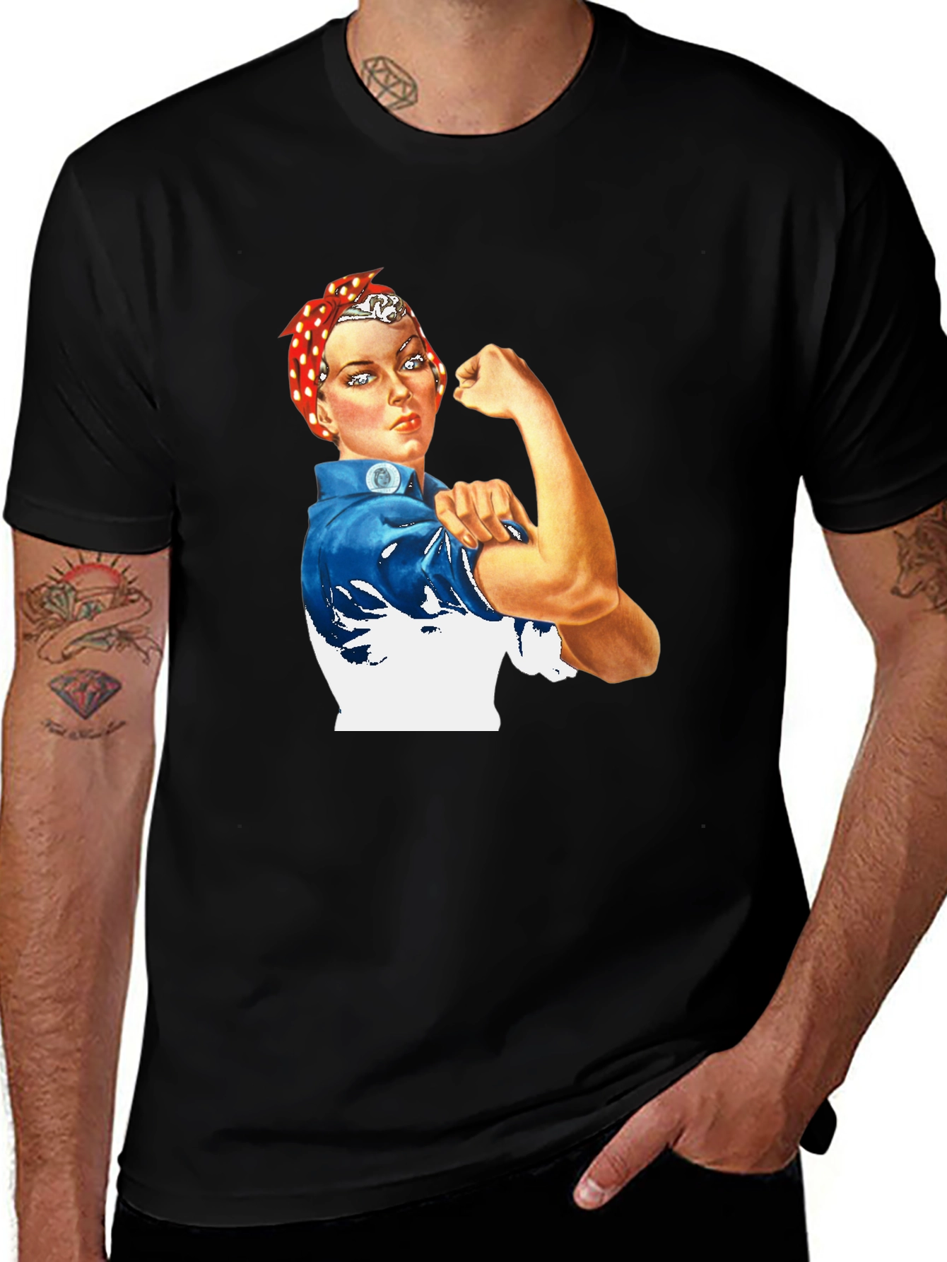 Variant 22 of Rosie the Riveter Graphic T-Shirt - Black