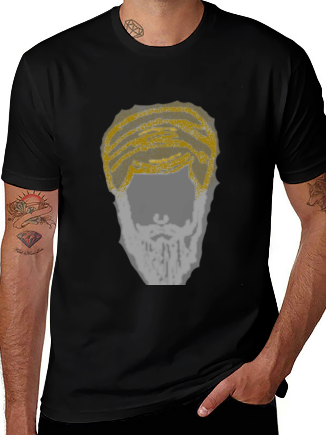 Variant 12 of Stylish Black T-Shirt with Beard Graphic