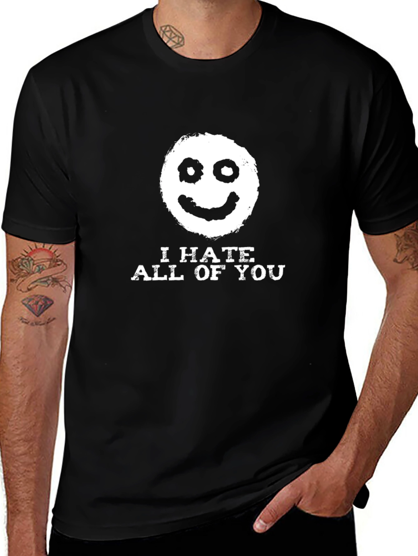 Variant 21 of I Hate All Of You Funny Graphic T-Shirt - Black