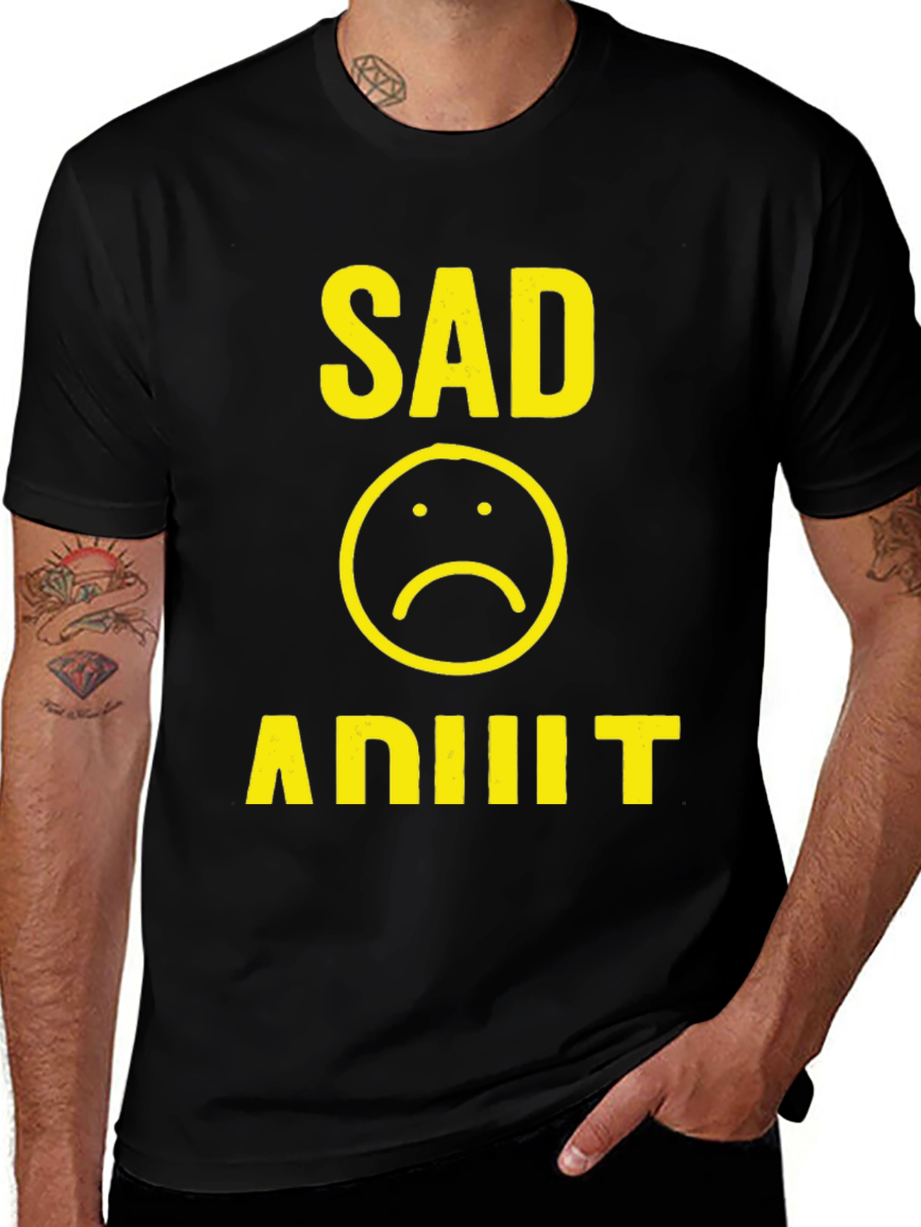 Variant 13 of Sad Adult Graphic T-Shirt - Unisex Soft Cotton Tee