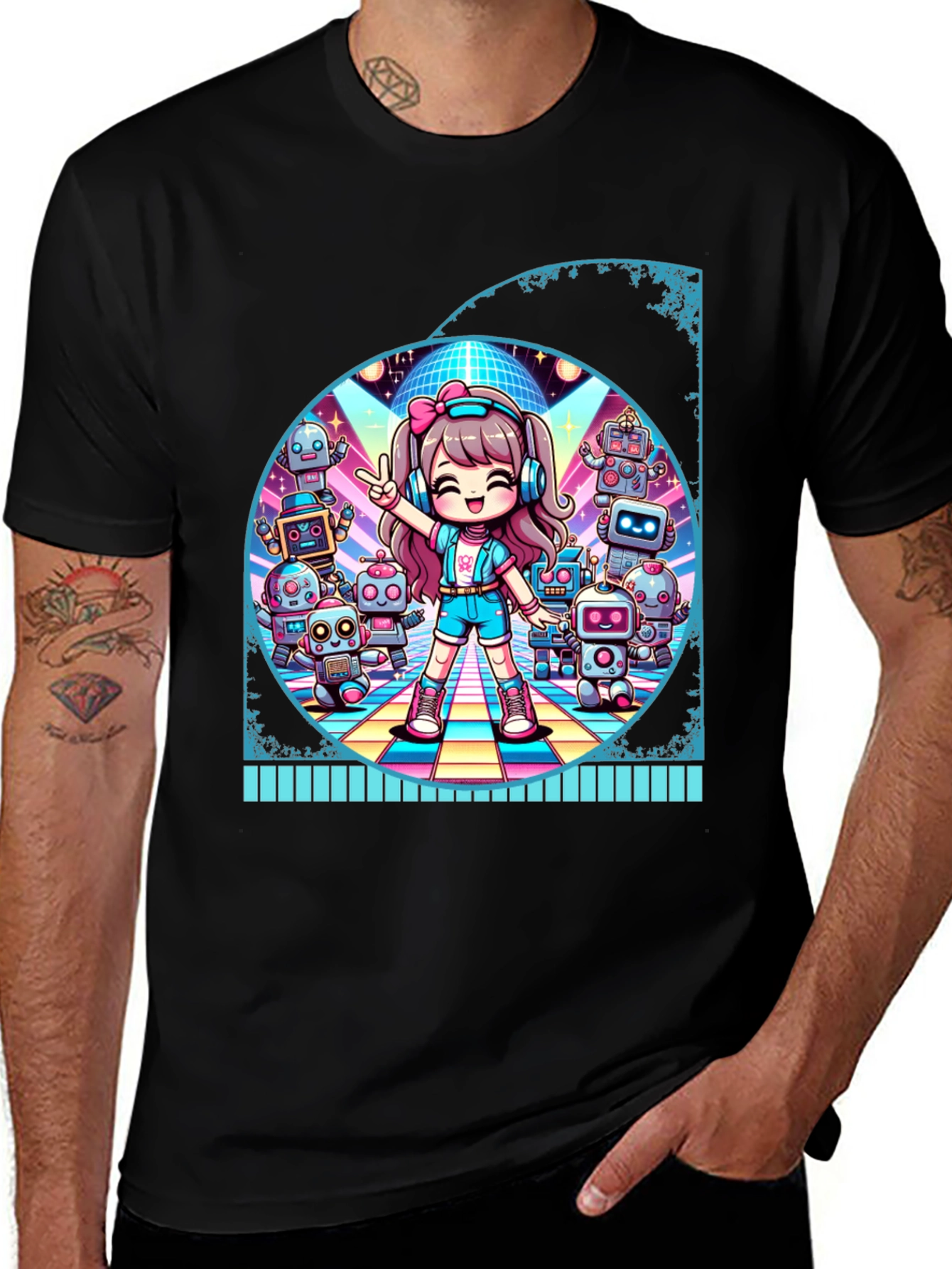 Variant 16 of Anime Girl Robot Disco T-Shirt