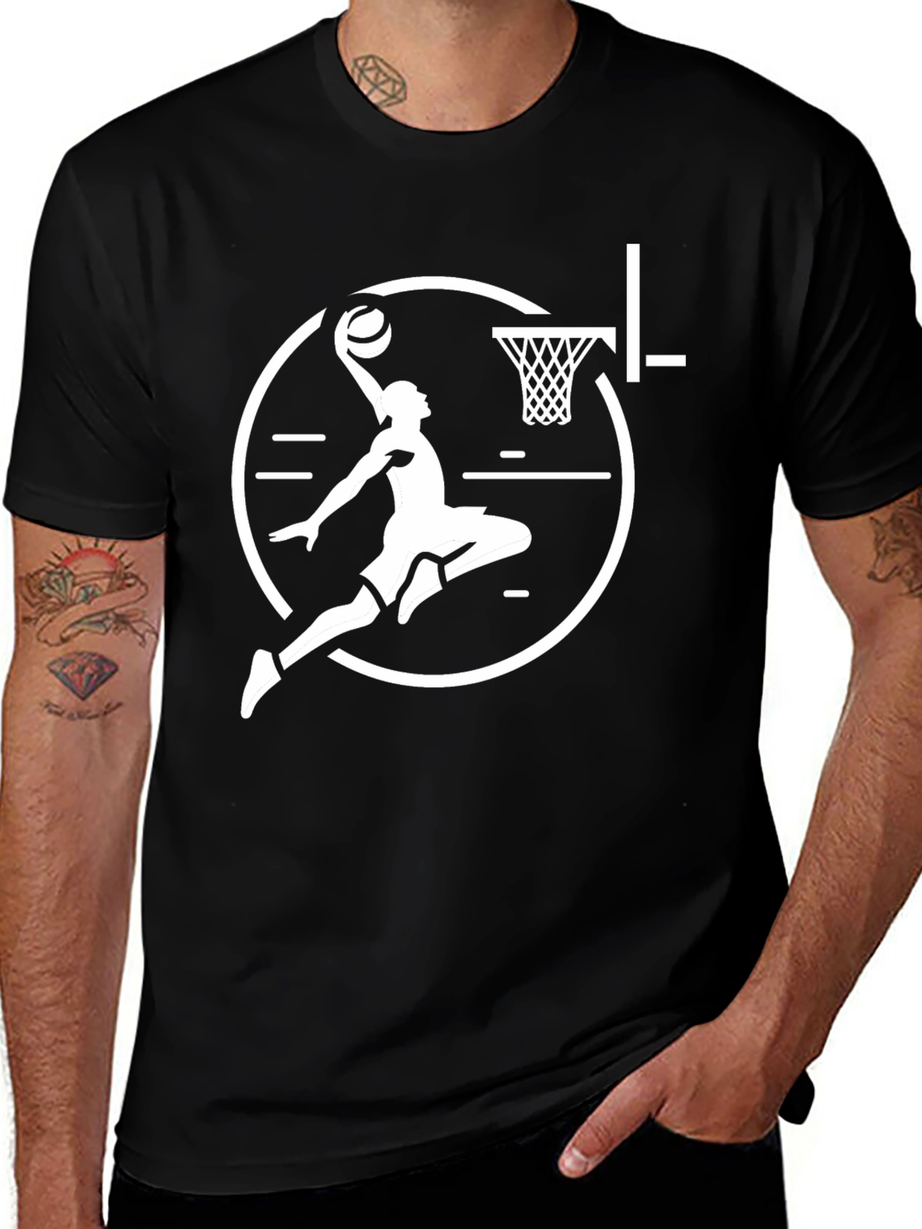 Variant 2 of Basketball Player Graphic Black T-Shirt