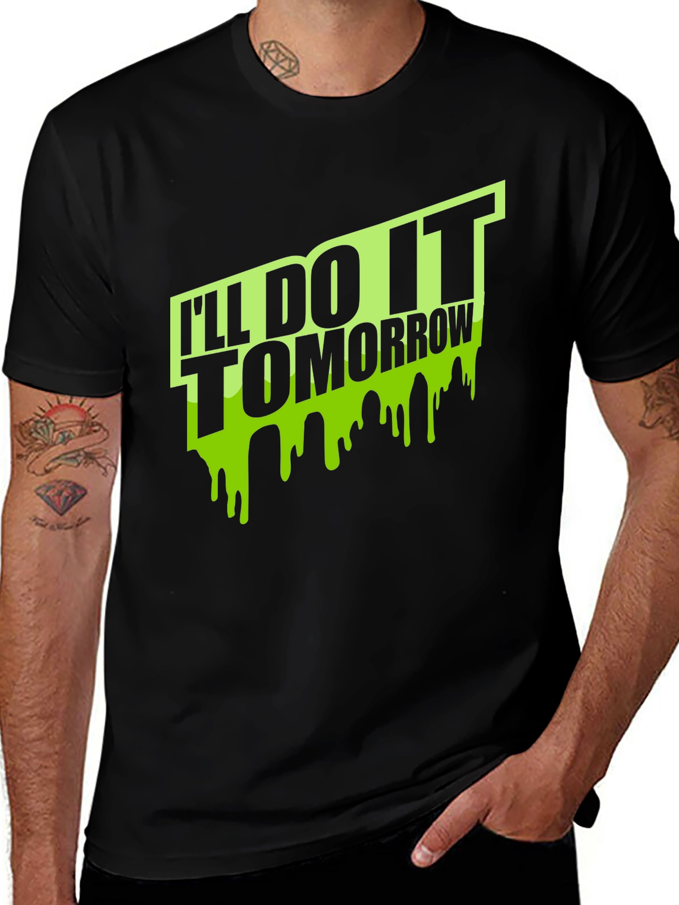 Black I'll Do It Tomorrow Men's Black T-Shirt main image