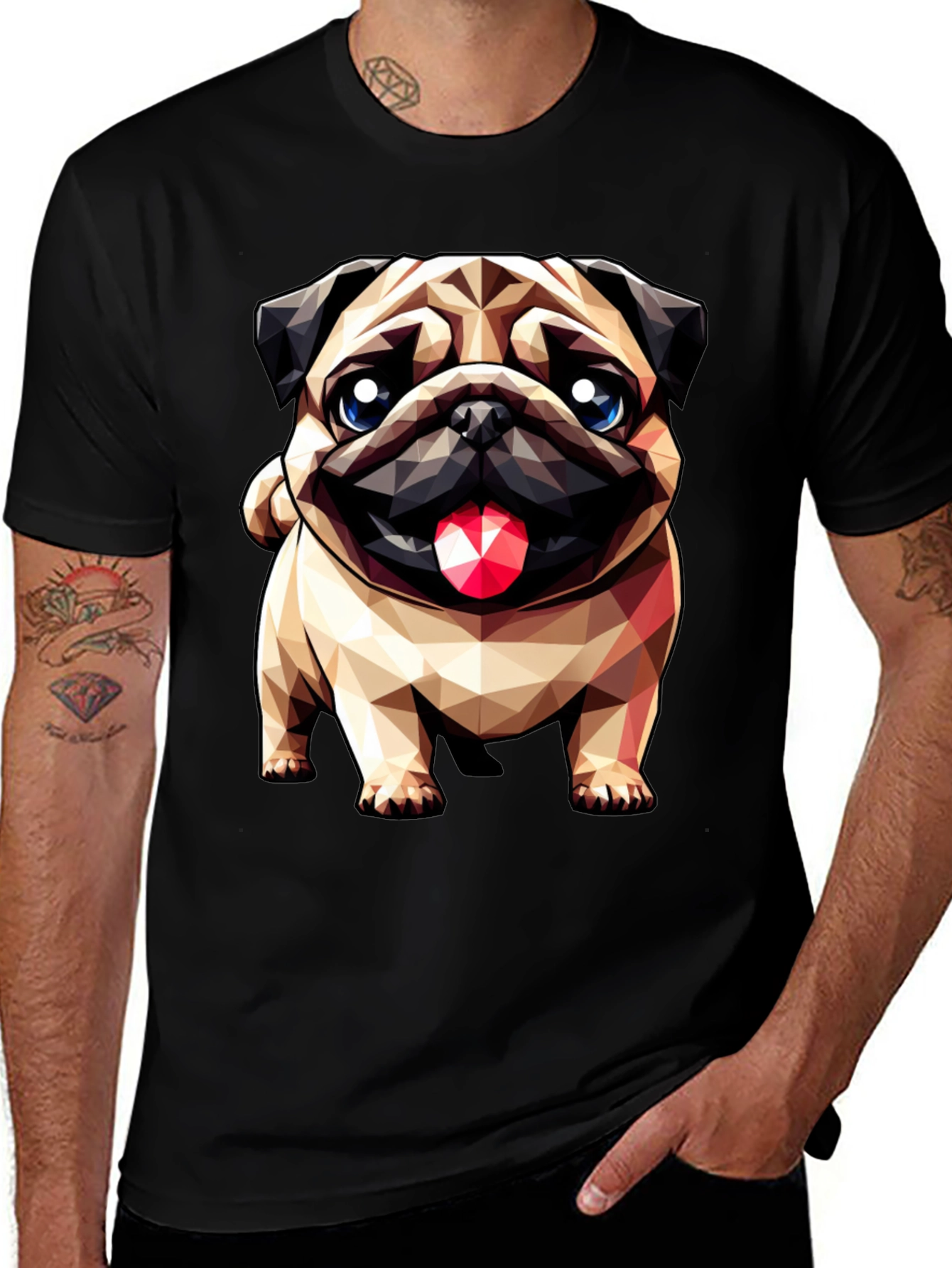 Variant 20 of Geometric Pug Graphic Tee - Unique Dog Lover Shirt