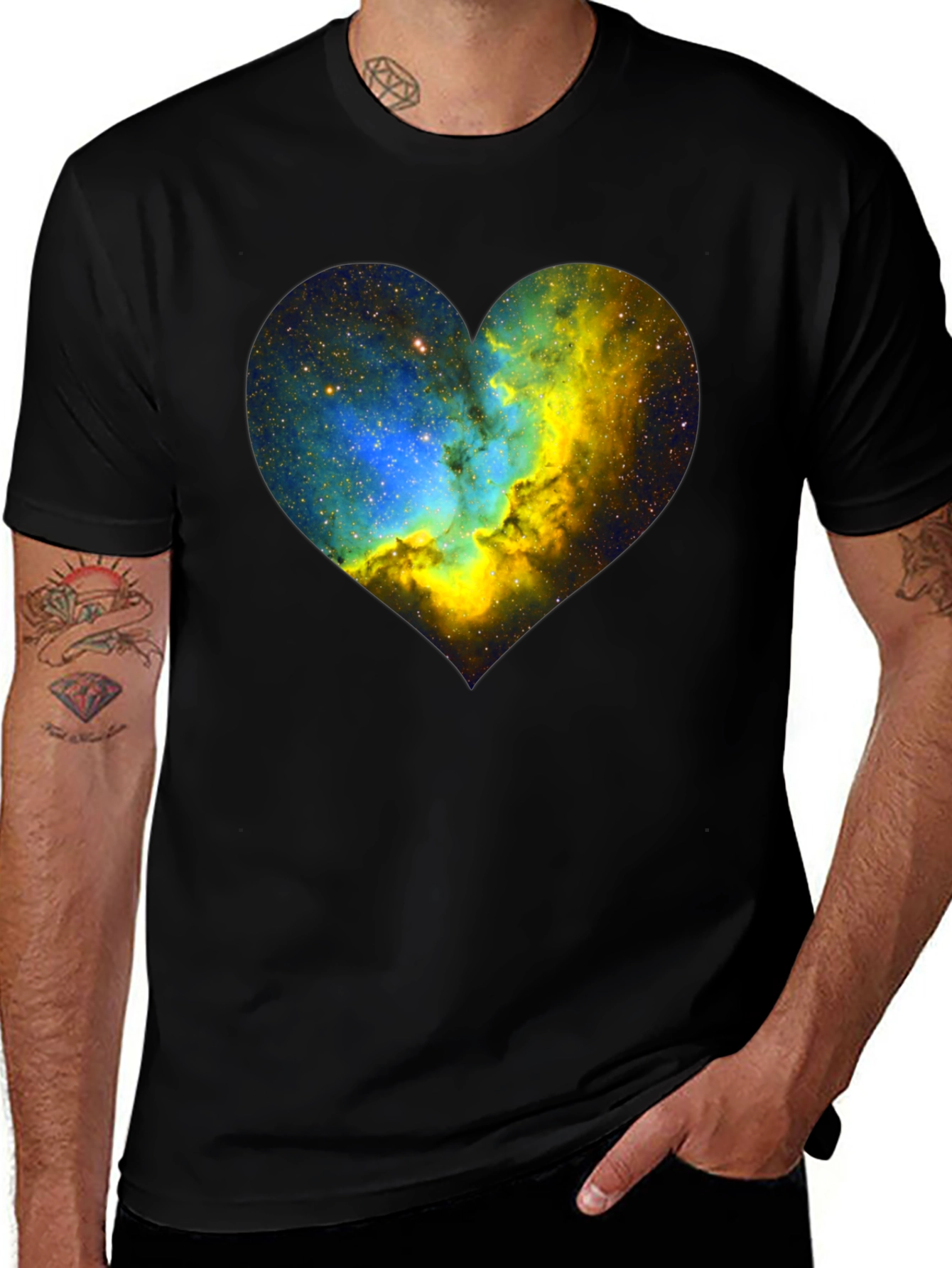 Nebula Heart Graphic Tee - Black Crew Neck