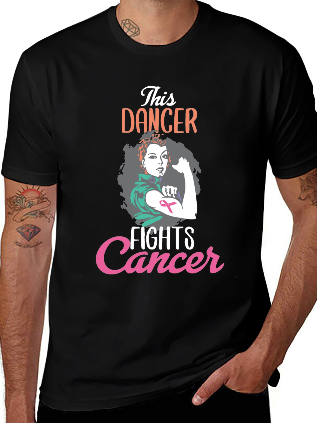 Variant 3 of Dancer Fights Cancer Awareness T-Shirt