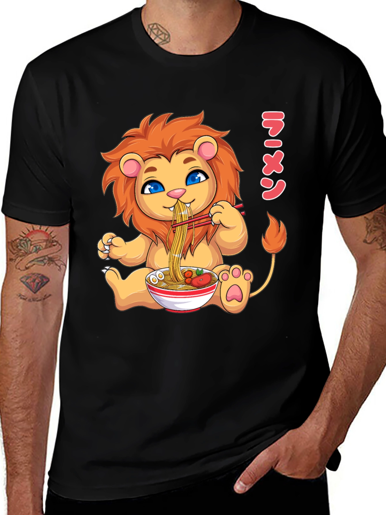 Variant 14 of Ramen Lion Graphic Tee - Cute Cartoon Style T-Shirt
