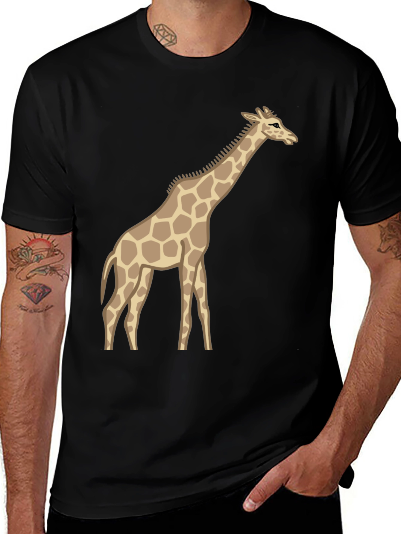 Variant 17 of Giraffe Graphic Tee - Unisex Black T-Shirt