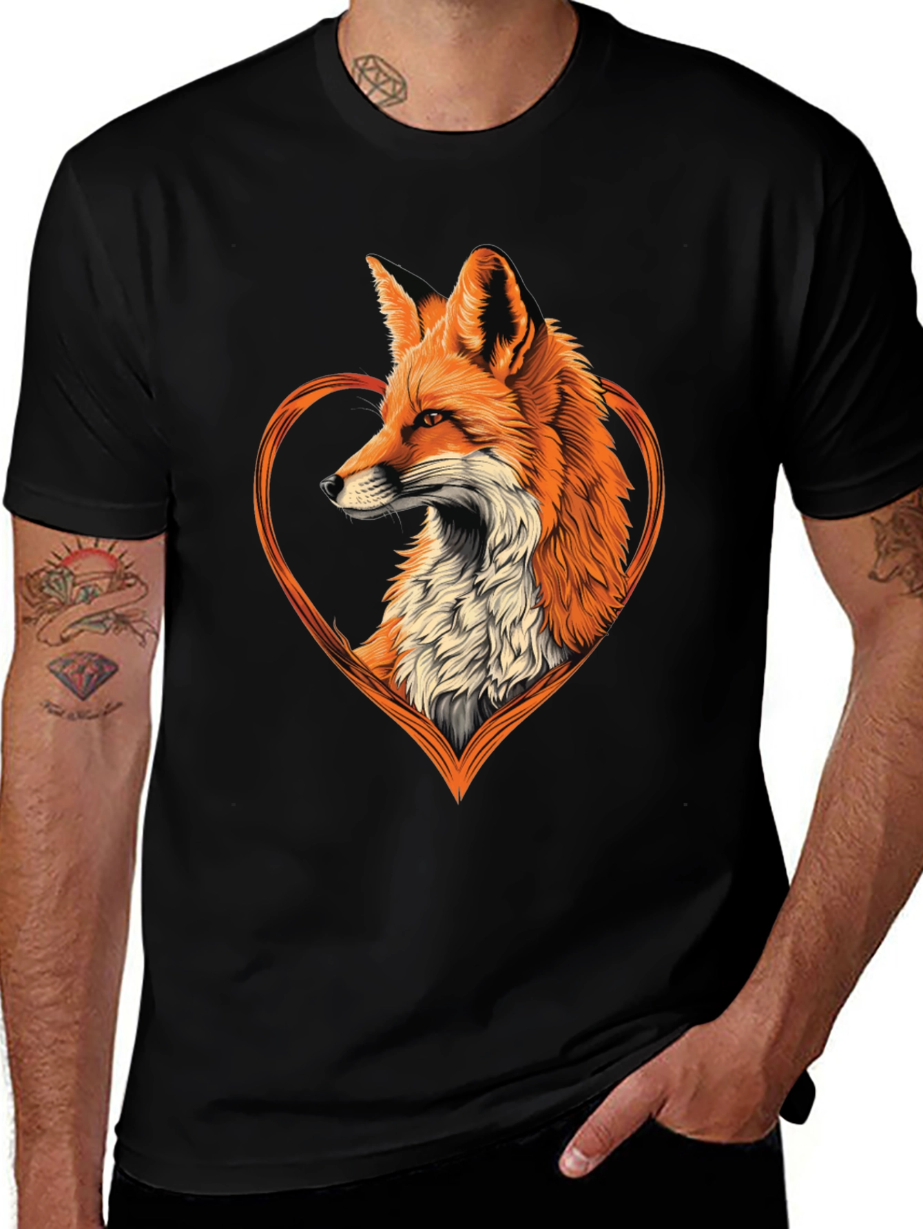 Variant 5 of Fox Heart Graphic Tee - Stylish Animal Lover Shirt