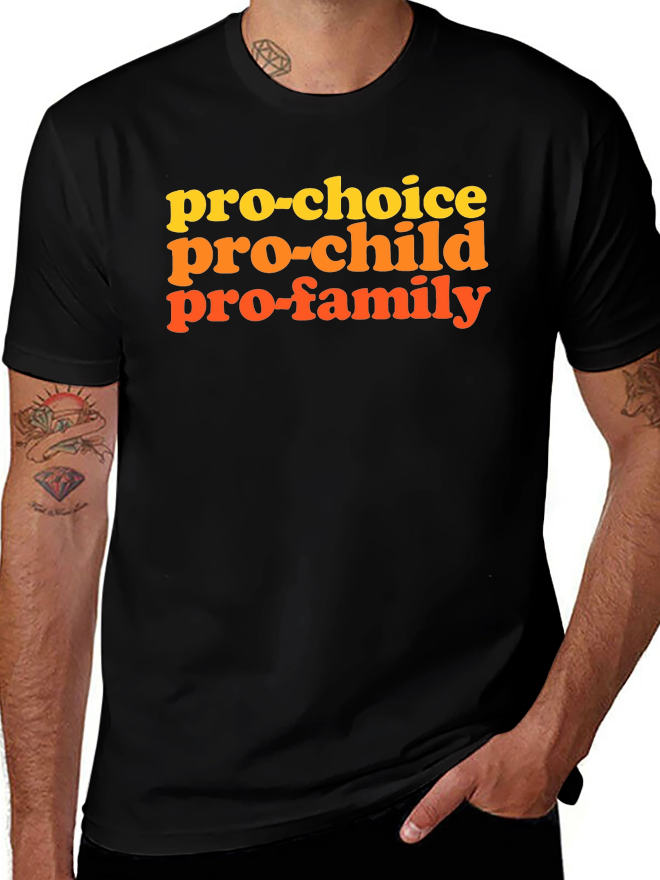 Variant 14 of Pro-Choice, Pro-Child, Pro-Family Graphic T-Shirt