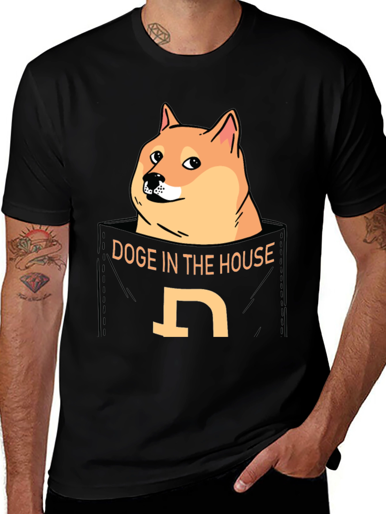 Doge In The House T-Shirt - Black Doge Meme Tee