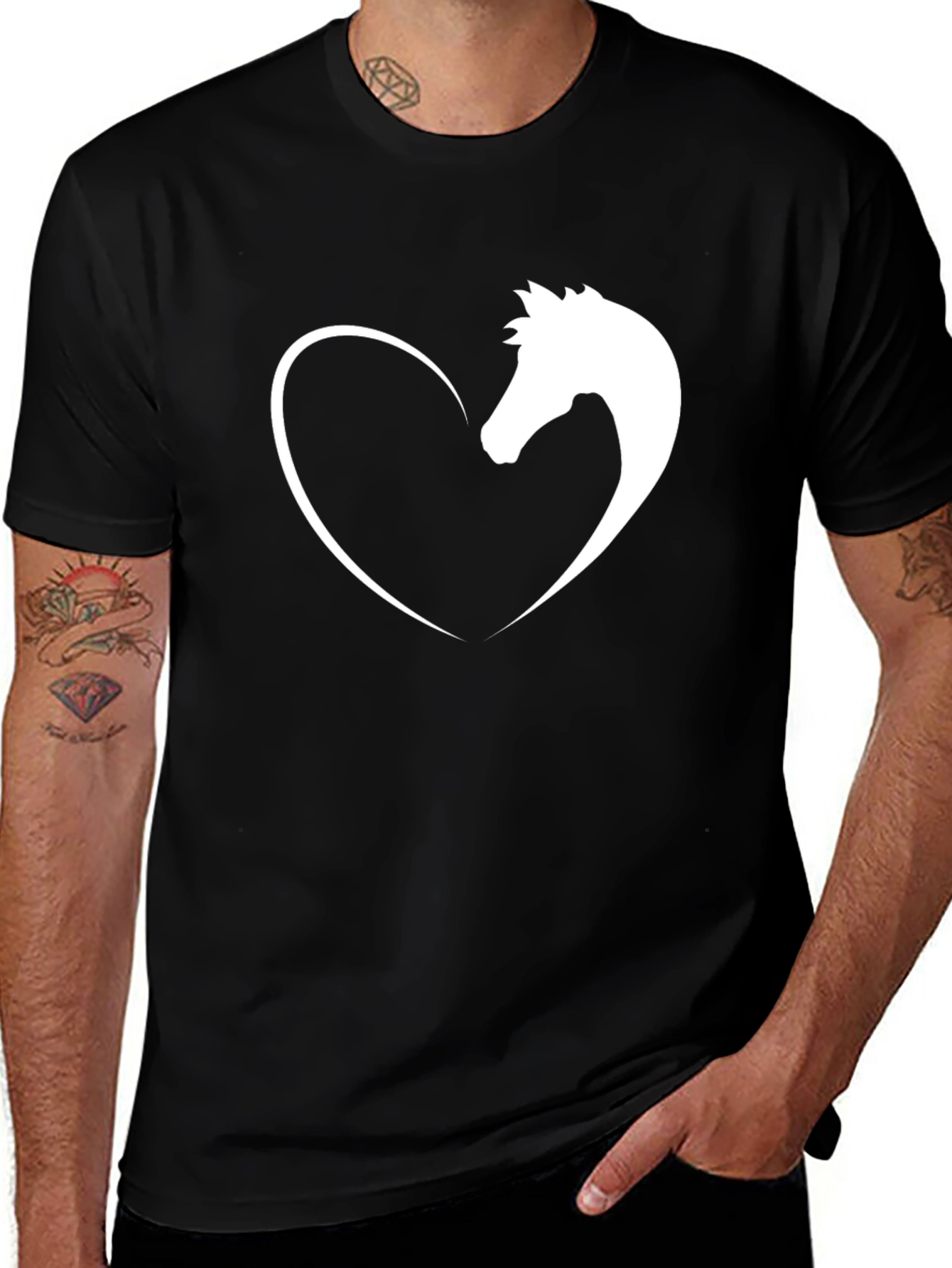 Variant 20 of Horse Lover Tee - Heart & Horse Graphic T-Shirt