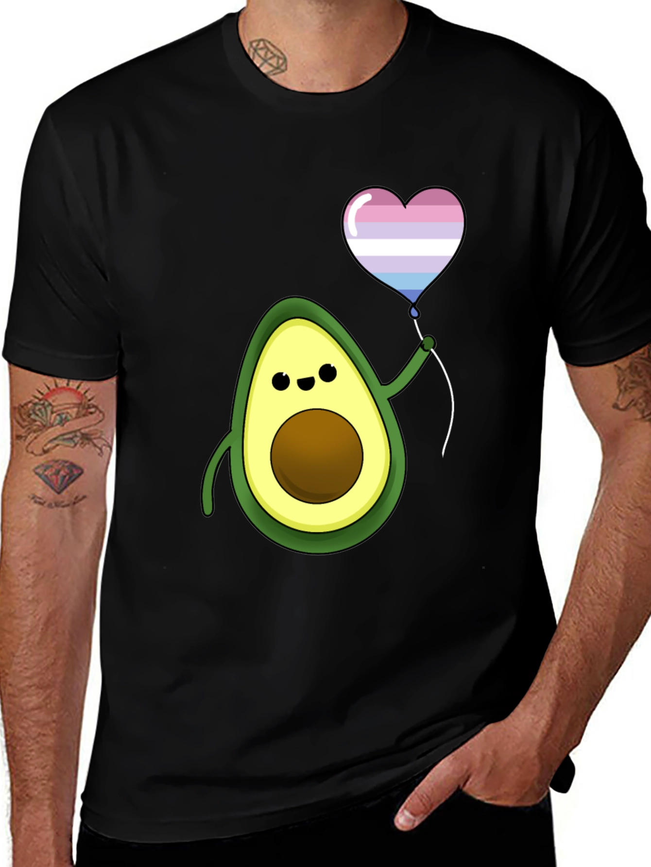 Variant 6 of Avocado Transgender Pride Heart Balloon T-Shirt