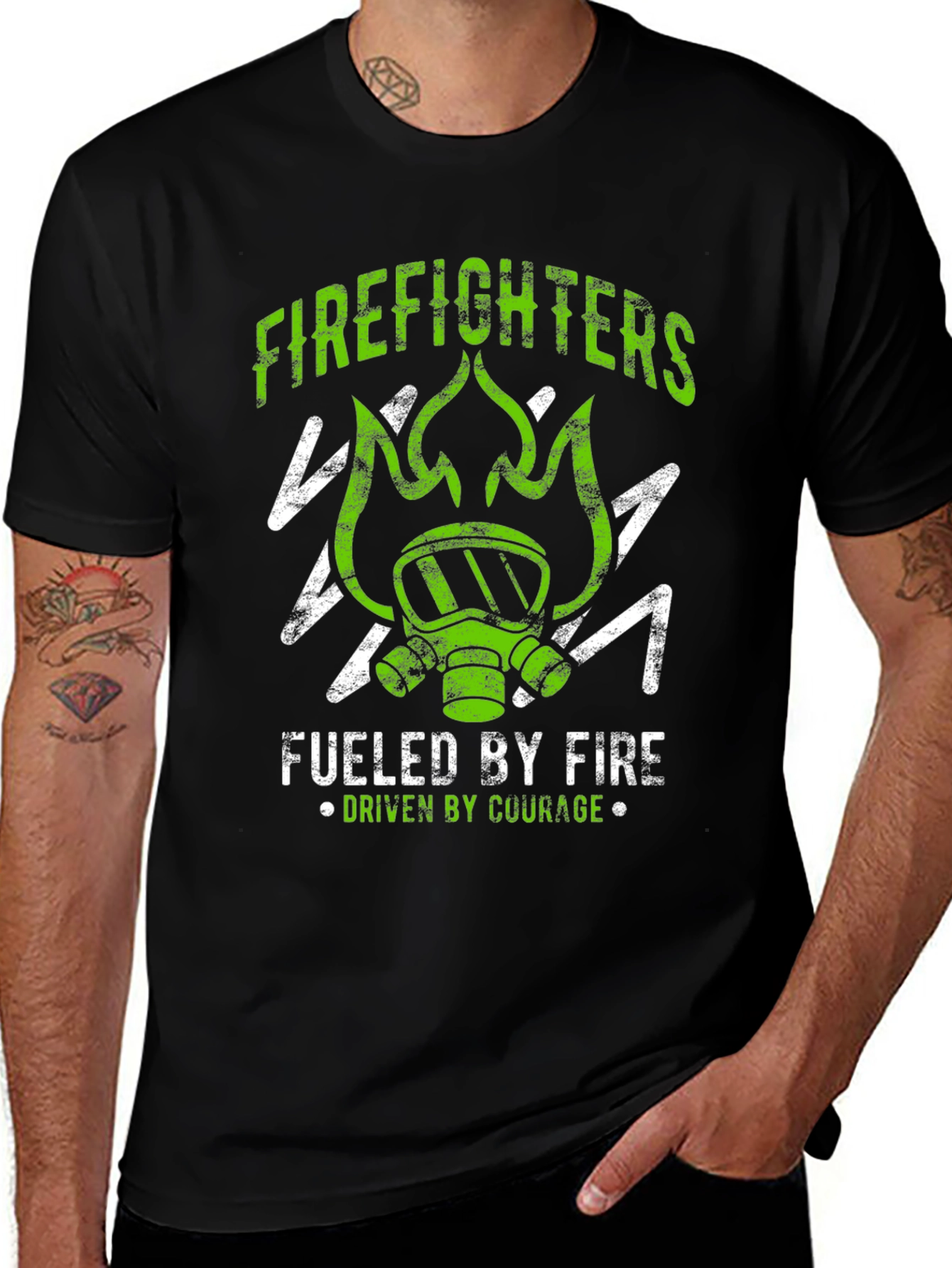 Black Firefighter Graphic Tee - Fueled By Fire Courage main image