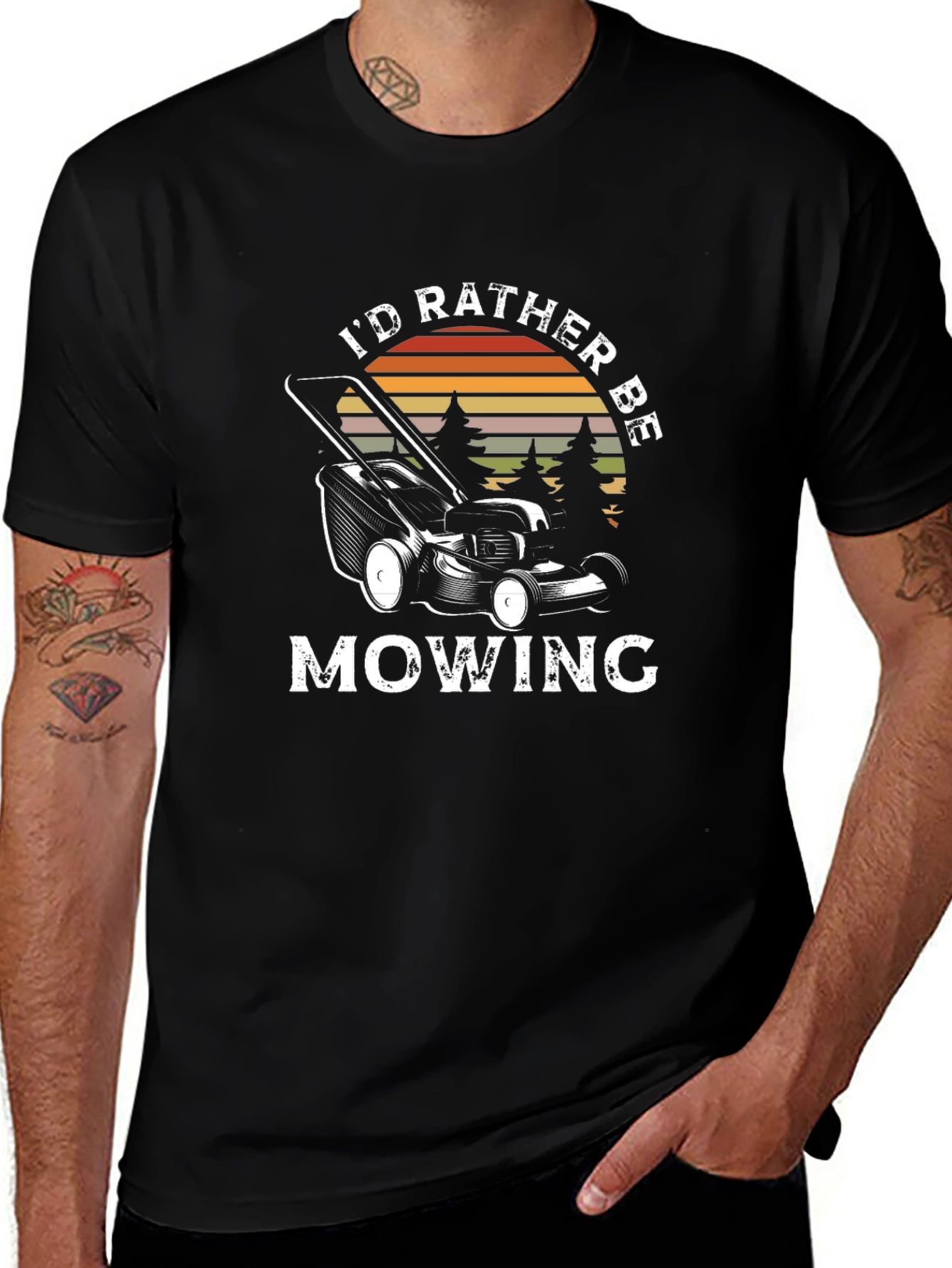 Variant 26 of I'd Rather Be Mowing Men's Black T-Shirt