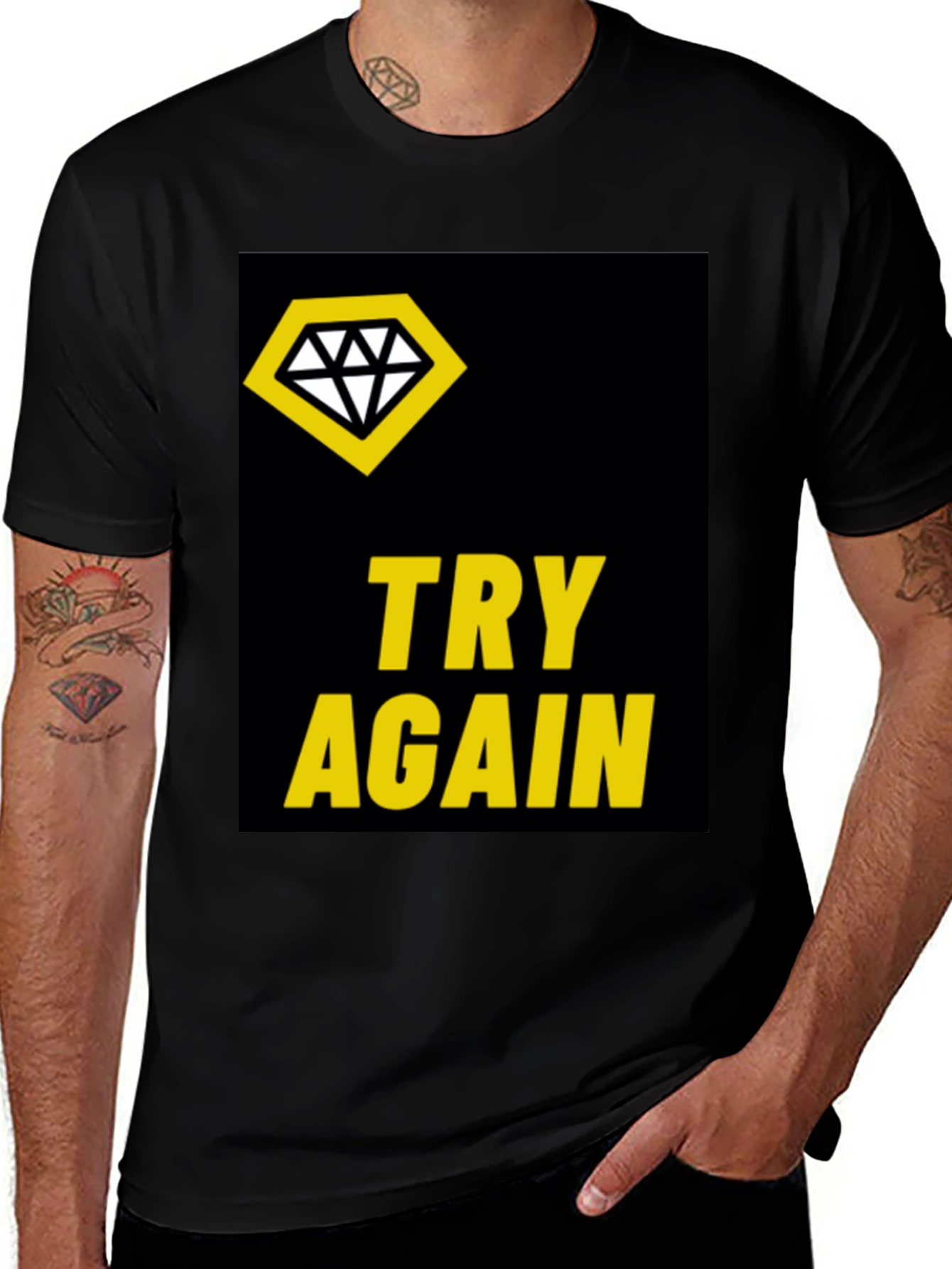 Variant 2 of Try Again Diamond Tee - Stylish Black T-Shirt