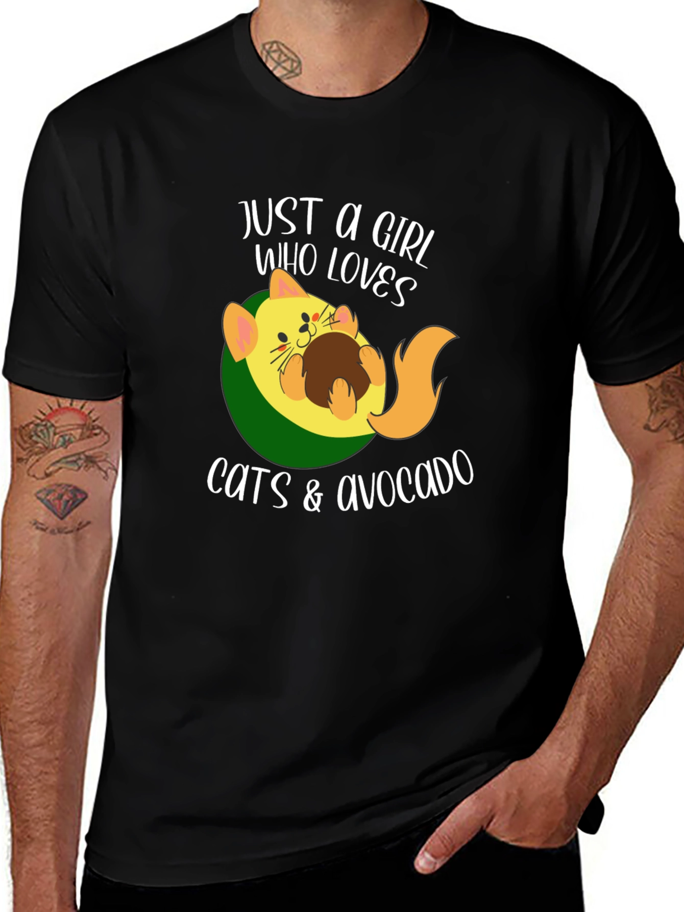 Variant 6 of Cats & Avocado Graphic Tee: Just a Girl Who Loves Cats