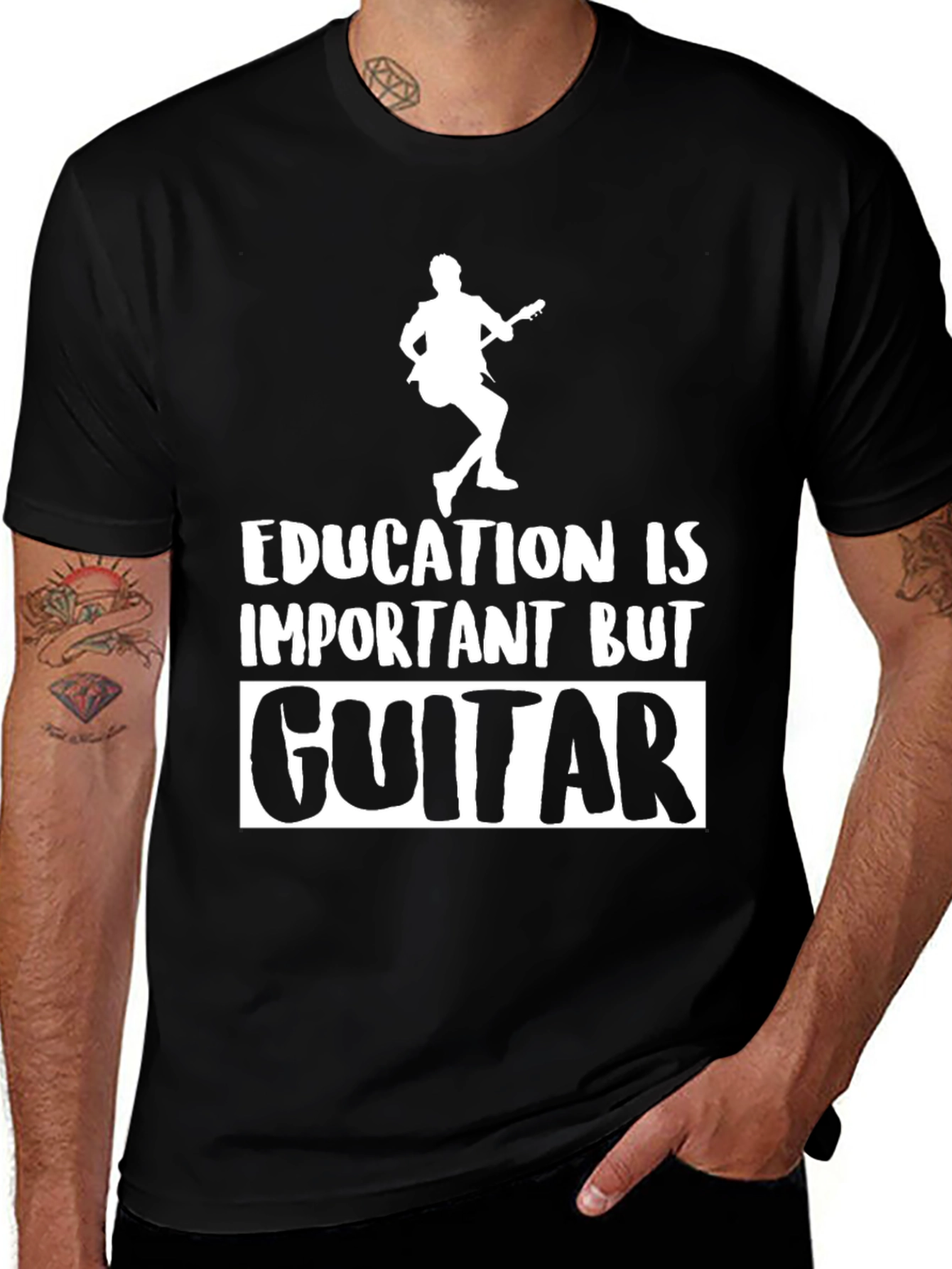 Variant 20 of Education is Important But Guitar T-Shirt