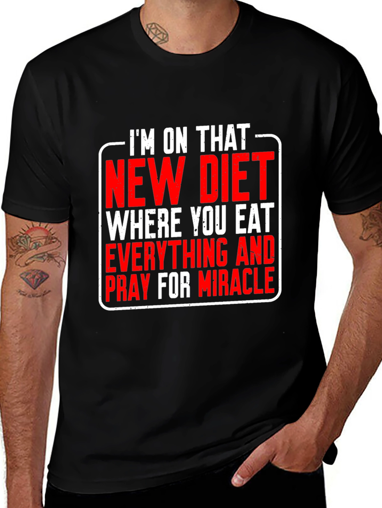 Variant 3 of Funny Diet T-Shirt: Eat Everything & Pray
