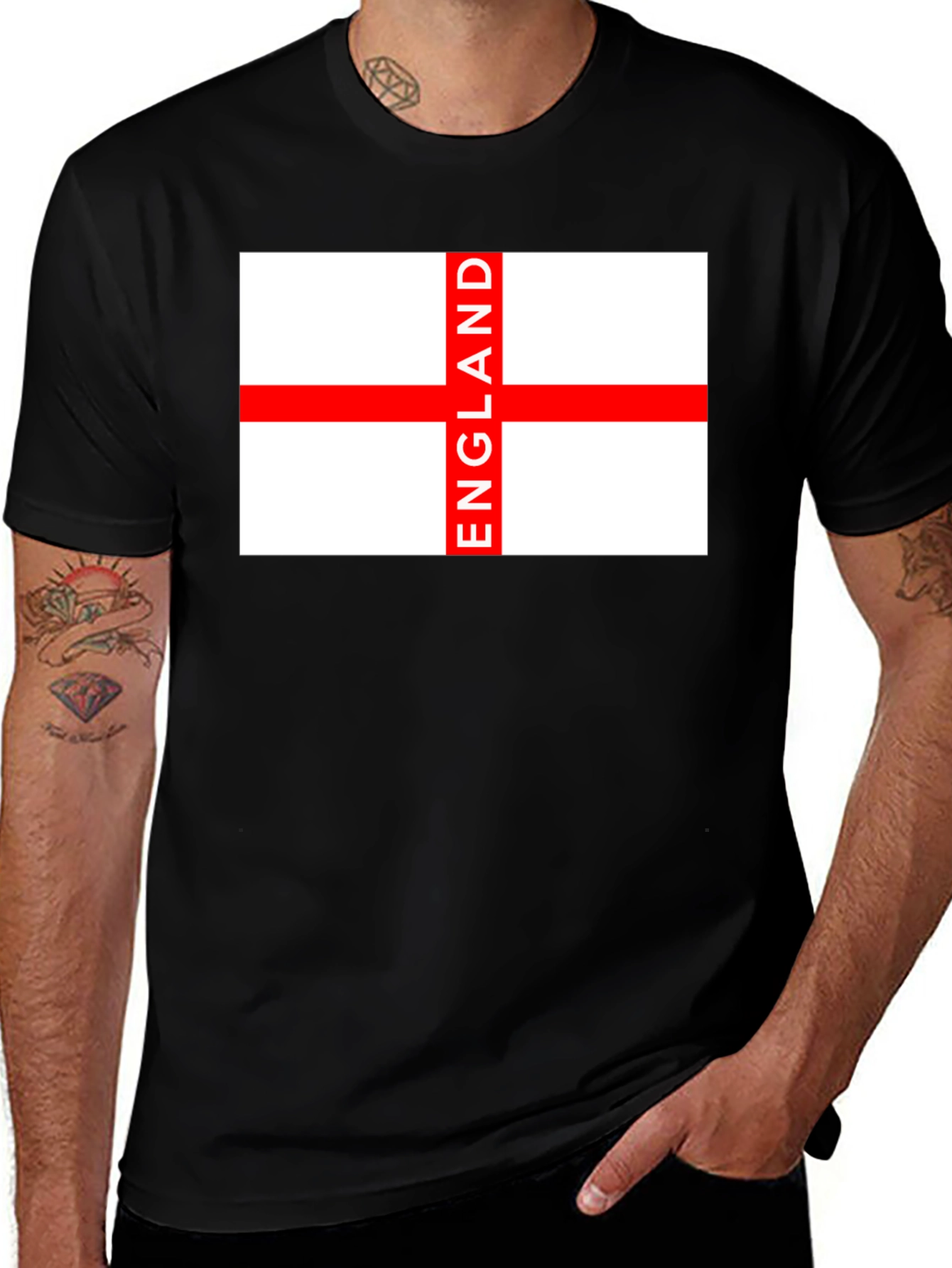 Variant 30 of England Flag Graphic Tee - Black Cotton T-Shirt