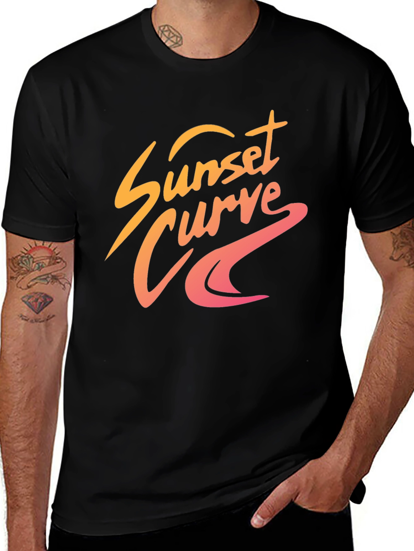 Variant 3 of Sunset Curve Graphic Tee - Retro Style